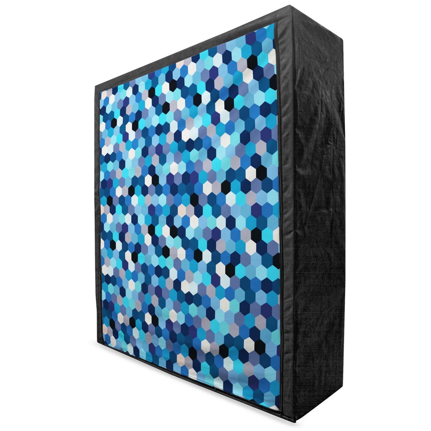 Ambesonne Abstract Portable Fabric Wardrobe - Beecomb Geometric Pattern in Blue & White | 59