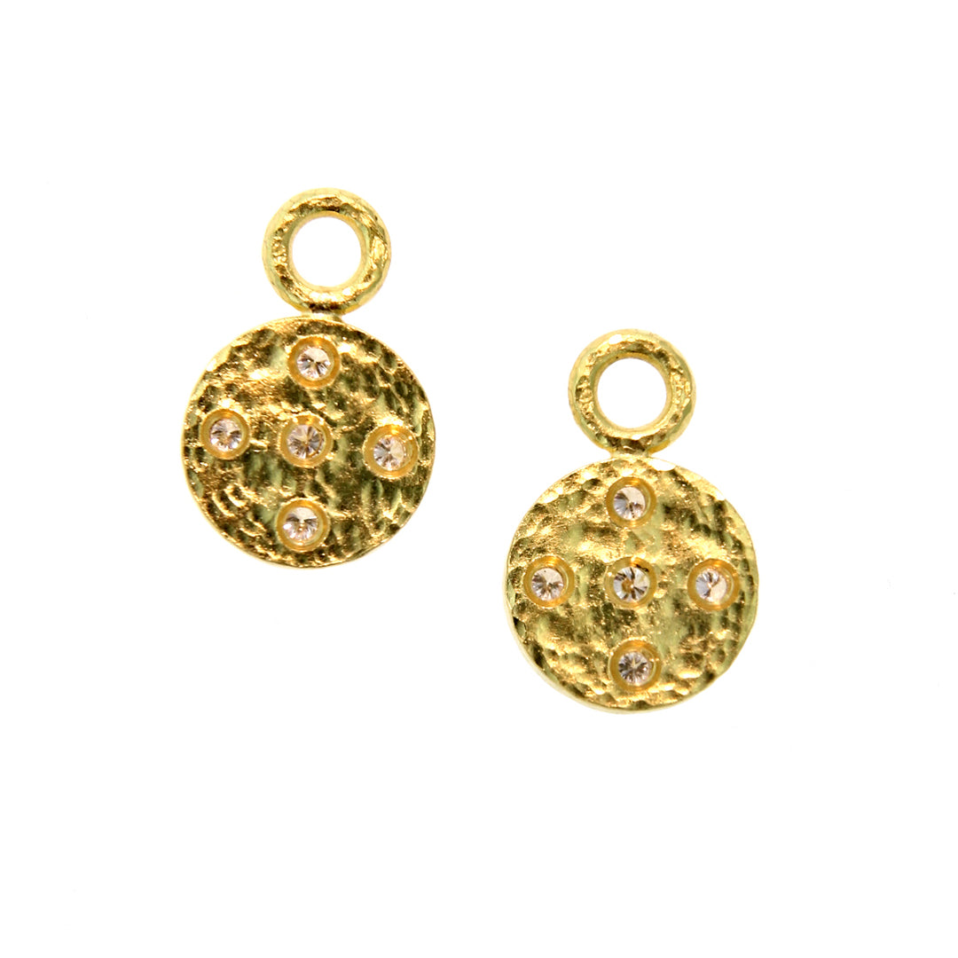 Elizabeth Locke 14K Gold & Diamond Disk Earrings - Elegant Dangle Charm Earrings for Women, Perfect for Weddings, Parties & Special Occasions