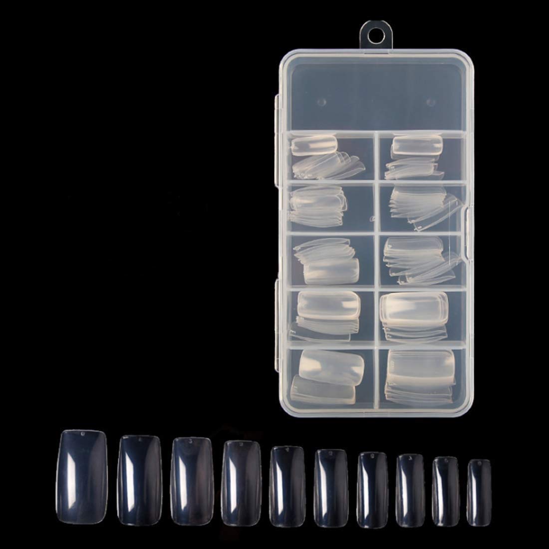 100 Pcs Clear Acrylic French False Nails - Reusable Long Fake Nails for Professional & Personal Use | Perfect for Salons, Nail Art, Parties & Special Occasions