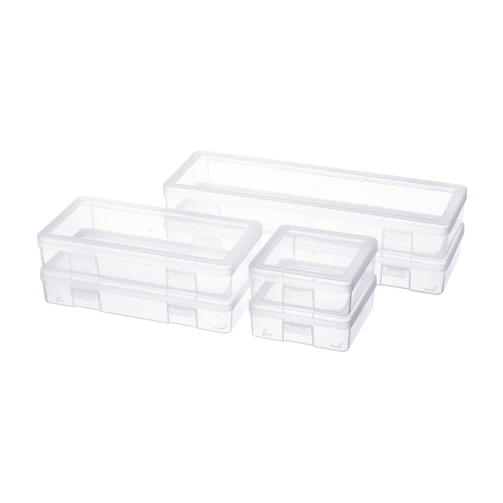 2 Pack Multi-Size Storage Box Set - Small, Medium & Large Plastic Storage Containers with Secure Latching Lids | Perfect for Home Organization, Office Supplies & Toy Storage