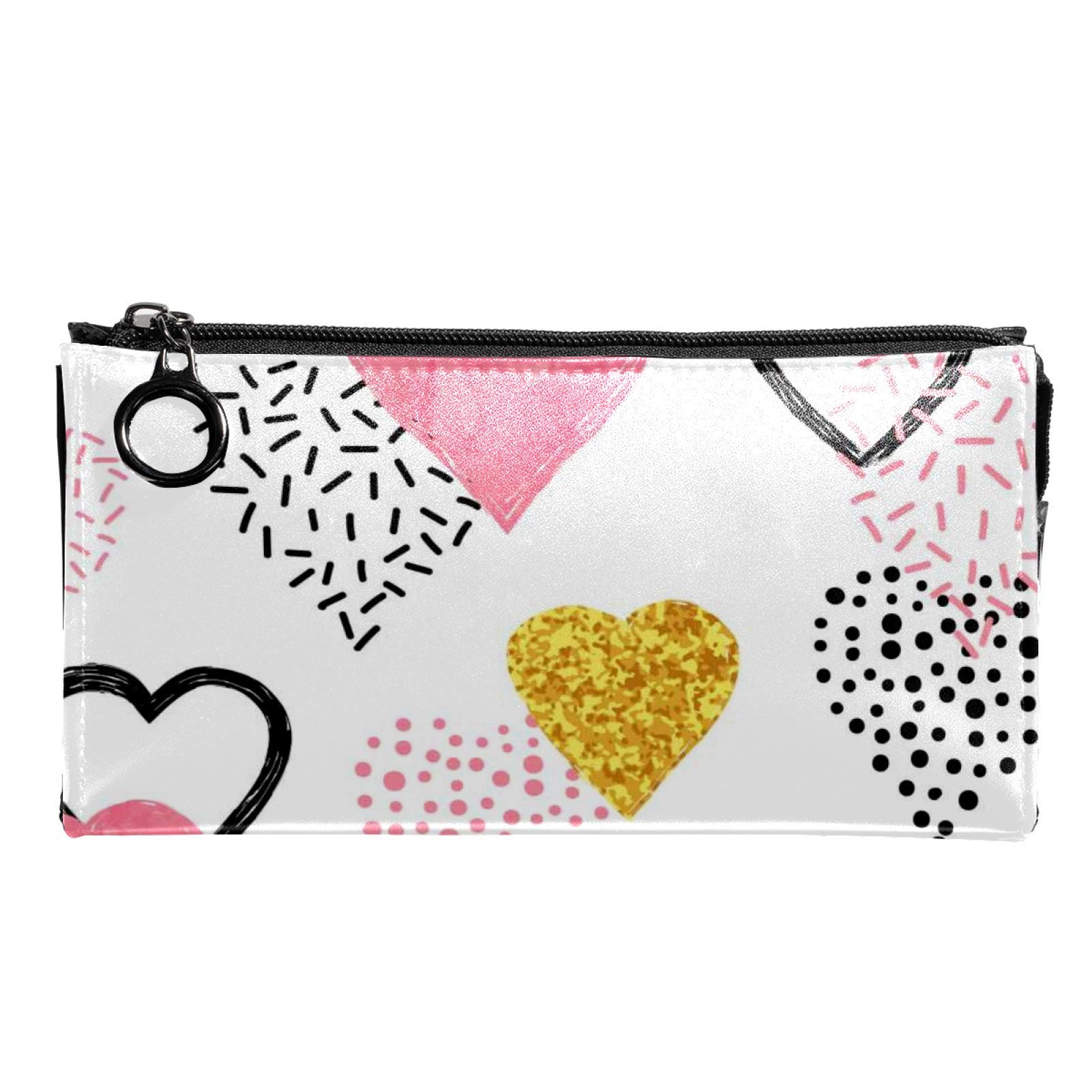 Sparkling Golden Pink Heart Cosmetic Bag for Women - Large Waterproof Makeup Organizer with Roomy Interior - Perfect for Travel, Gym & Daily Essentials Storage