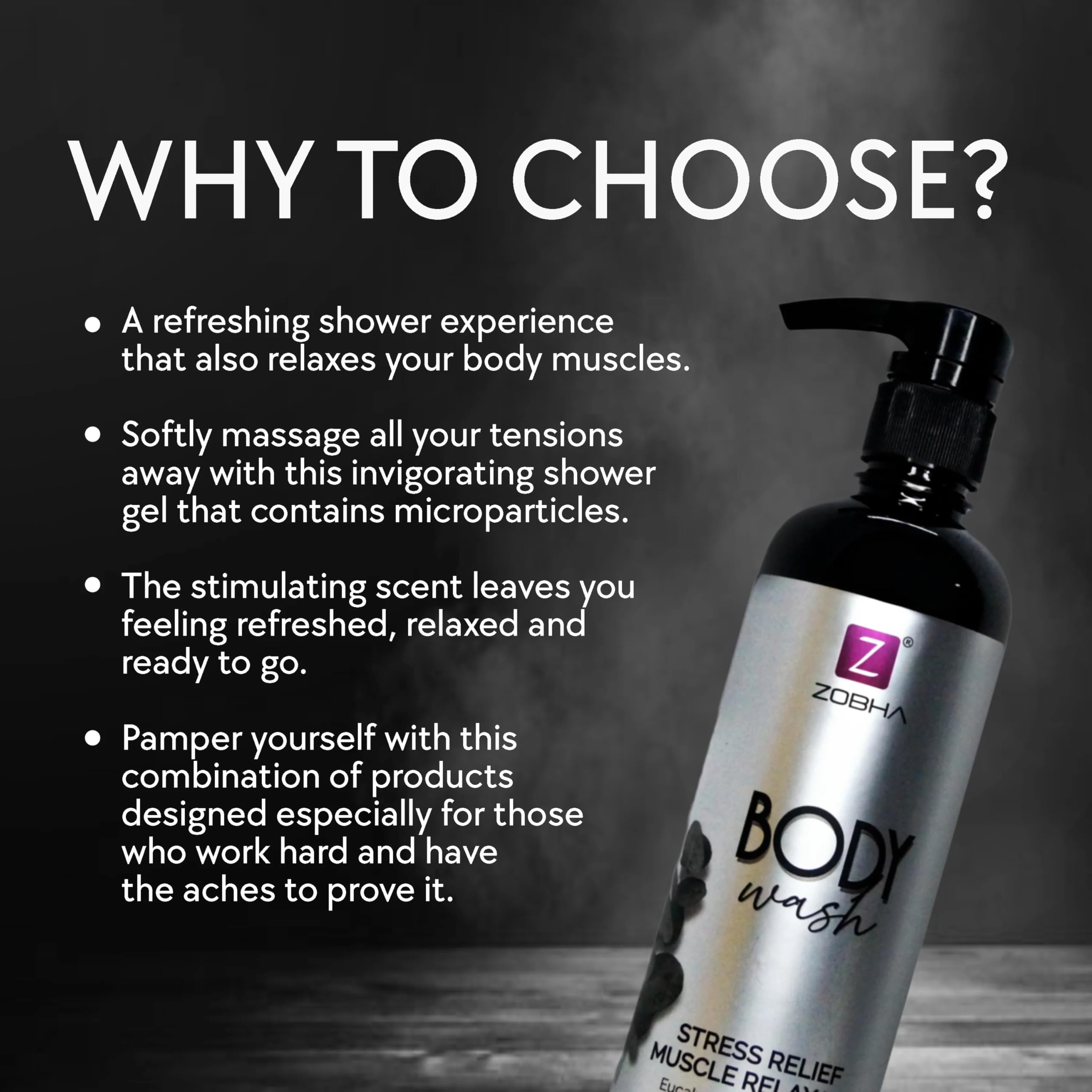 Zobha Muscle Relaxant Body Wash for Men & Women - 500ml Lavender Scented Shower Gel with Natural Ingredients - Perfect for Post-Workout Recovery & Stress Relief