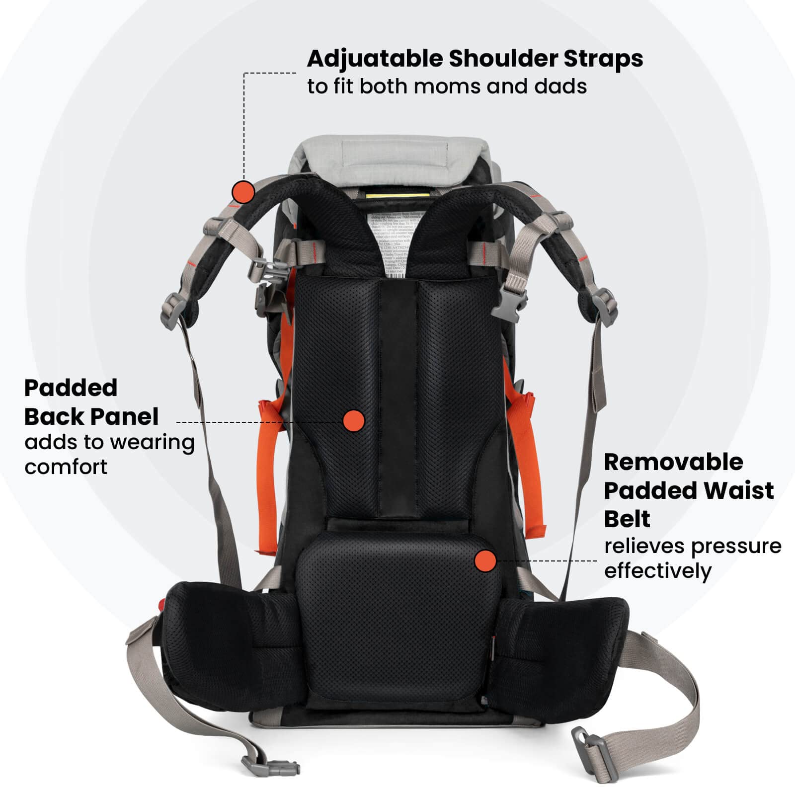 WIPHA Ergonomic Baby Backpack Carrier for Hiking - Adjustable Padded Child Seat with Sun Canopy, Large Storage & Insulated Pocket - Perfect for Outdoor Adventures, Traveling and Family Walks
