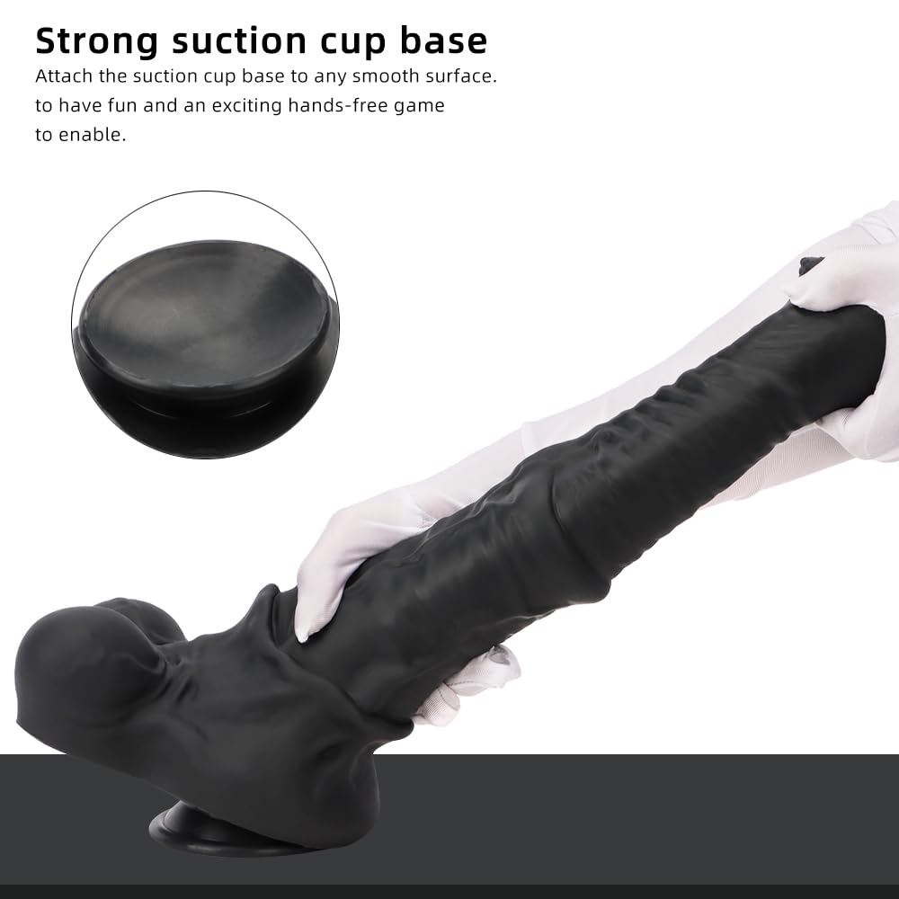 XXXL Black Realistic Silicone Horse Dildo - Extra Large Animal Penis Toy for Anal, Vaginal & Prostate Stimulation | G-Spot & SM Play | Adult Sex Toy for Men, Women & Couples (Black-XXL) - Perfect for Roleplay, BDSM & Solo Play