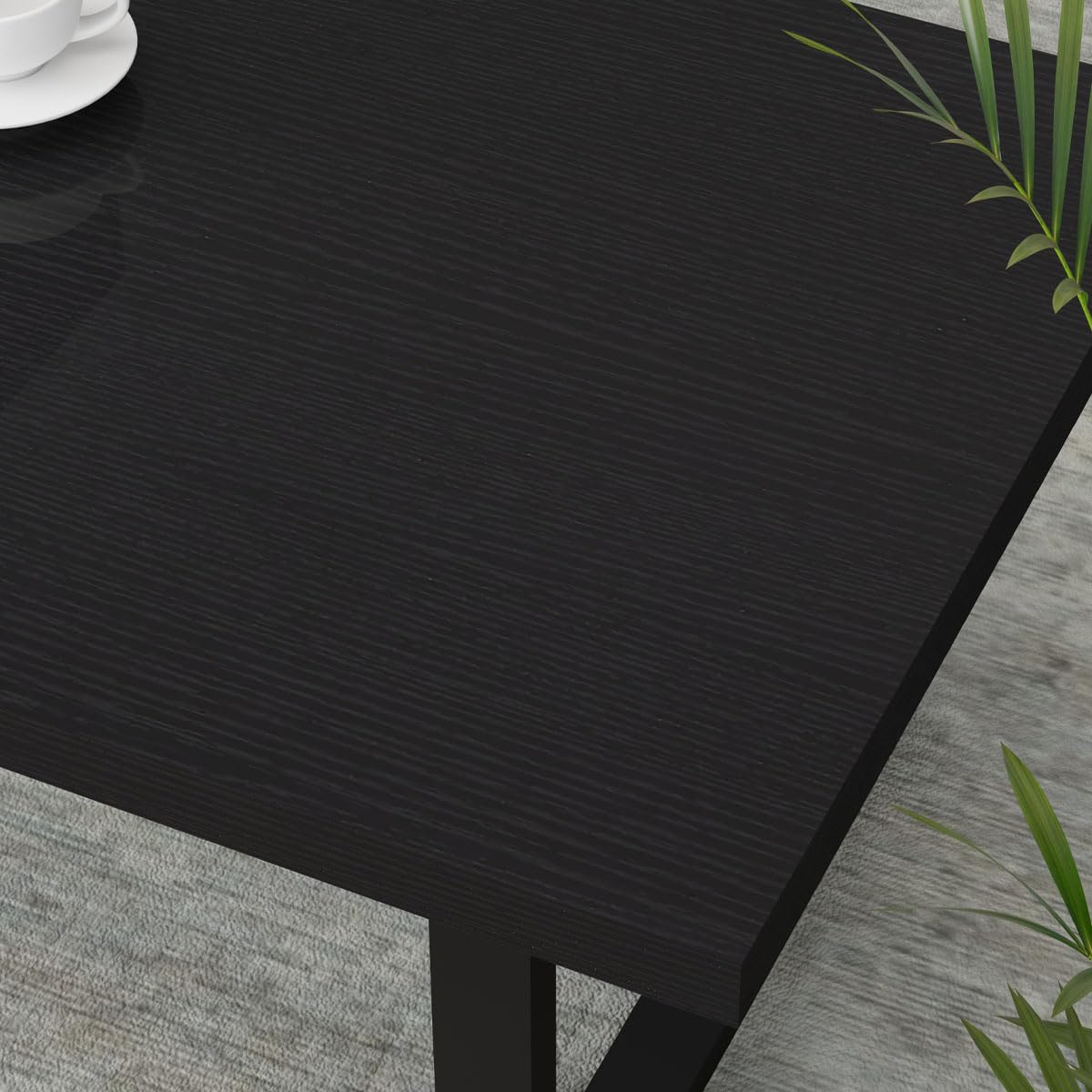 IBF Modern Black Coffee Table - Minimalist Industrial Wood & Metal Cocktail Table - 47 Inch Rectangle Living Room Center Table for Farmhouse, Home, Bedroom & Office - Black Oak Finish - Perfect for Entertaining, Reading & Decor