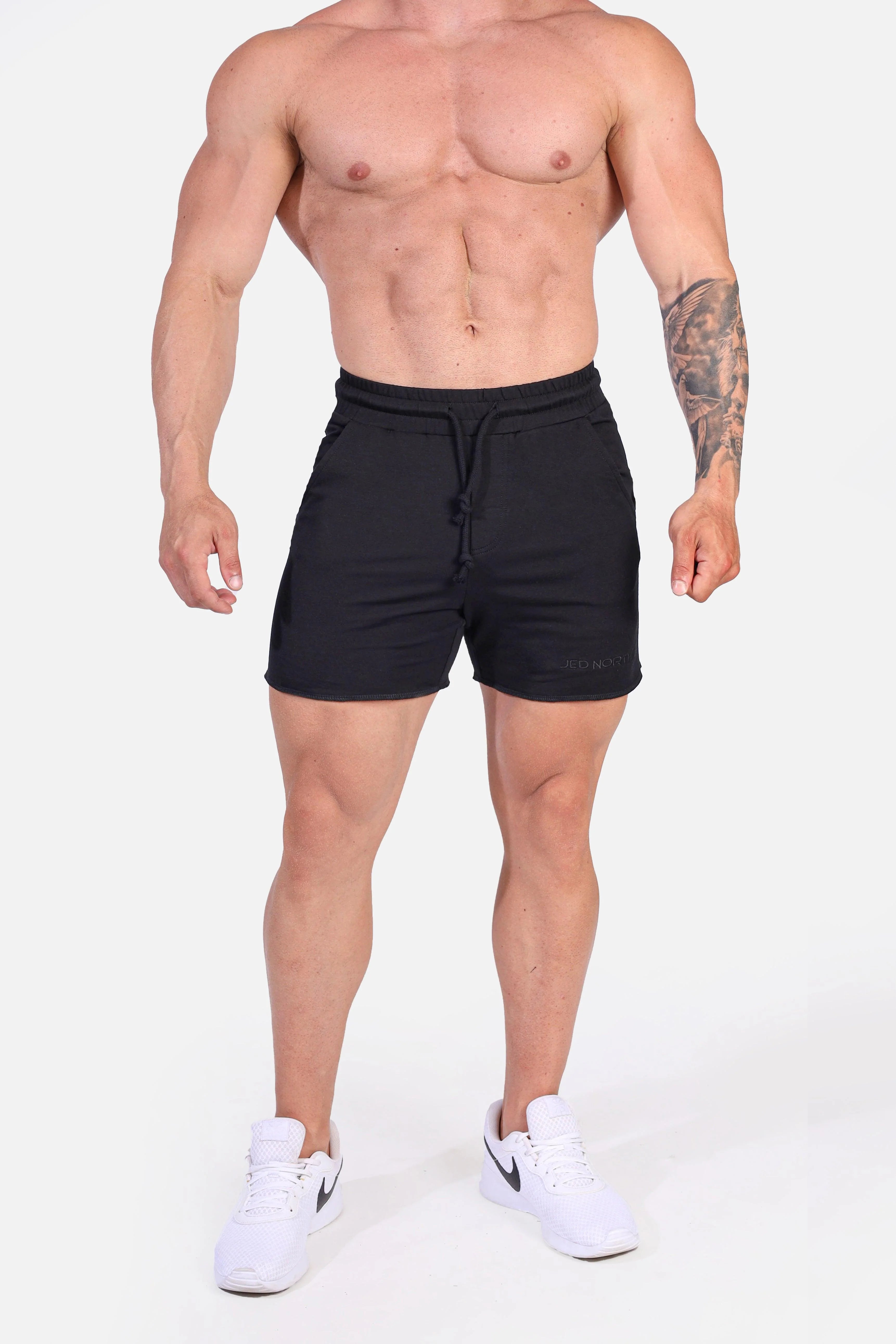 Jed North Motion 5 Sweat Shorts for Men - Black Athletic Running Shorts with Pockets - Perfect for Gym, Jogging & Casual Wear