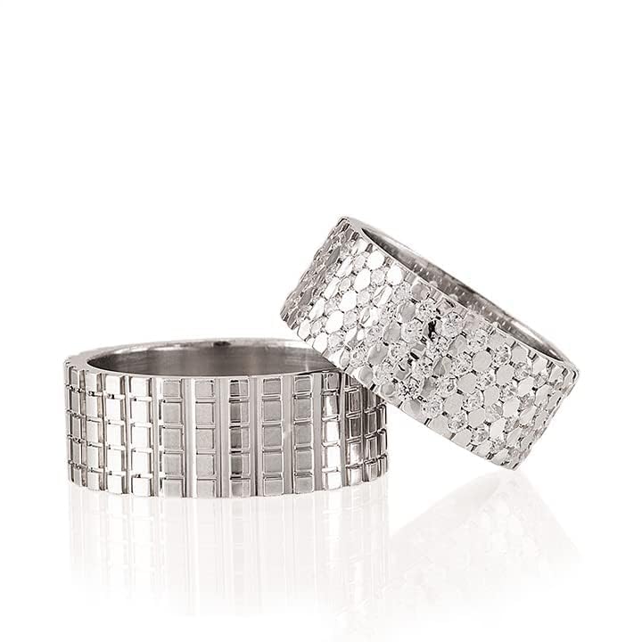 925 Sterling Silver Matching Wedding Ring Set for Couples - Personalized Wide Band His & Hers Rings - Perfect for Anniversaries, Engagements, and Romantic Gifts