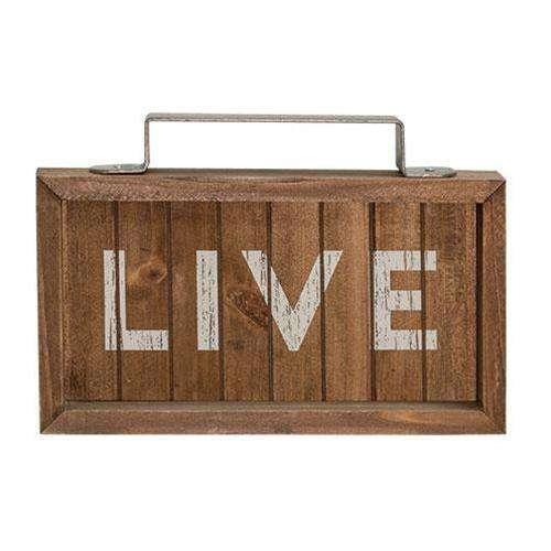 Handmade Live Edge Slatted Wood Sign with Handle - Rustic Home Decor for Farmhouse, Wedding, and Wall Art