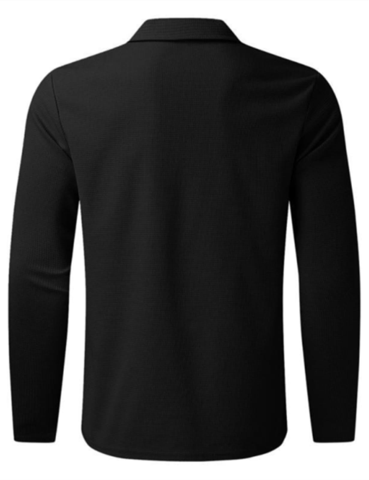PICKLION Men's Casual Cardigan Sweater - Laydown Collar, Zipper Front, Solid Color Long Sleeve Waffle Knit Jacket | Perfect for Office, Date Night & Fall Layering