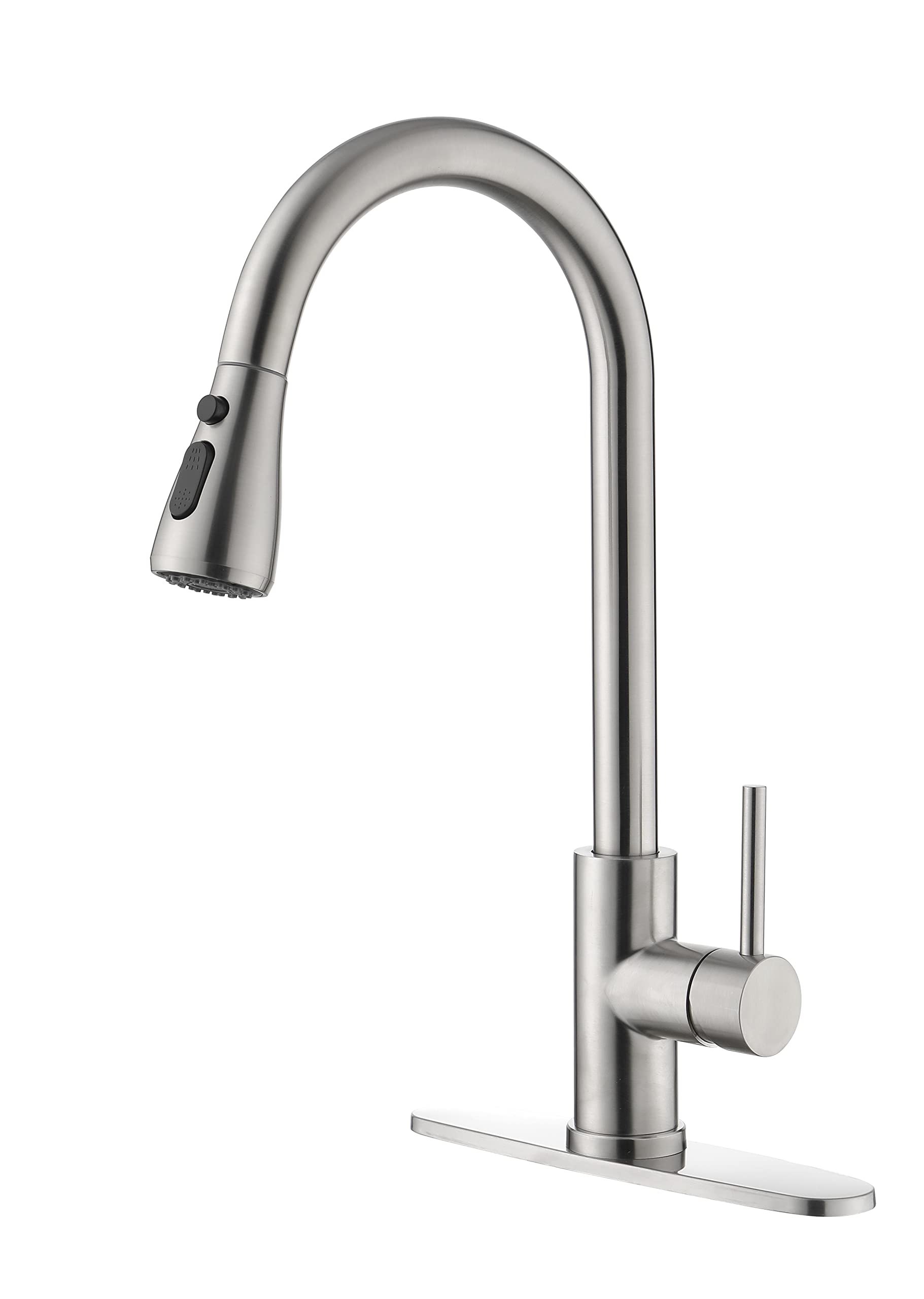 Single Handle High Arc Brushed Nickel Pull Out Kitchen Faucet with Pull Down Sprayer - Stainless Steel Modern Sink Faucet for Easy Dishwashing & Food Prep