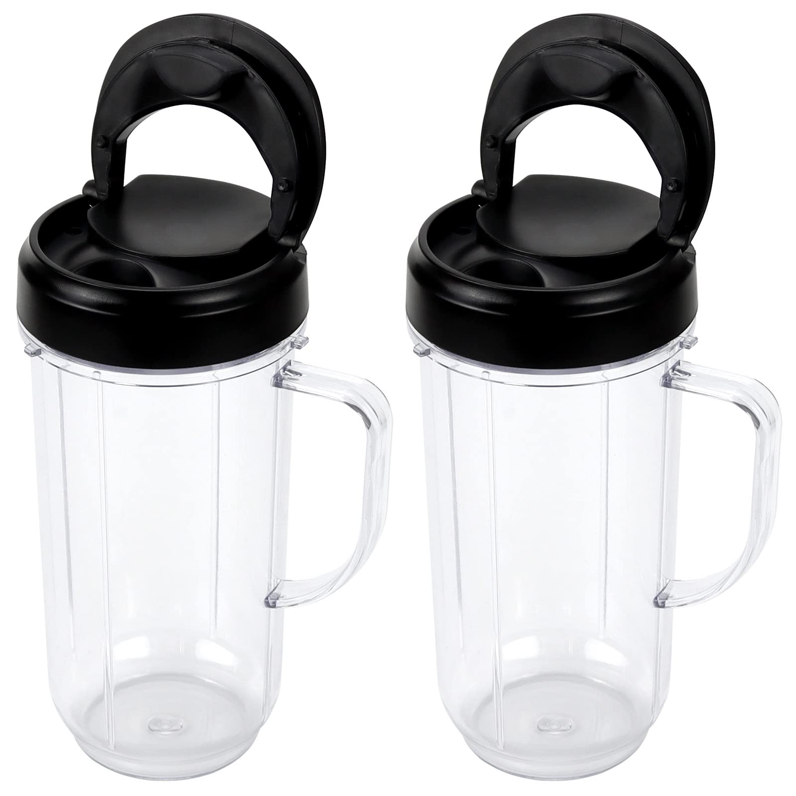 22oz Magic Bullet Blender Replacement Cups (2-Pack) - BPA-Free Food Grade Plastic with Flip-Top Lid & Handle - Compatible with Magic Bullet 250W MB1001 - Perfect for Smoothies, Protein Shakes & Meal Prep On-The-Go