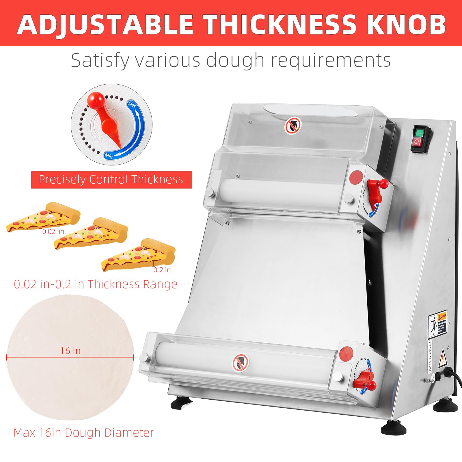 Commercial Pizza Dough Roller Sheeter Machine - 24.8