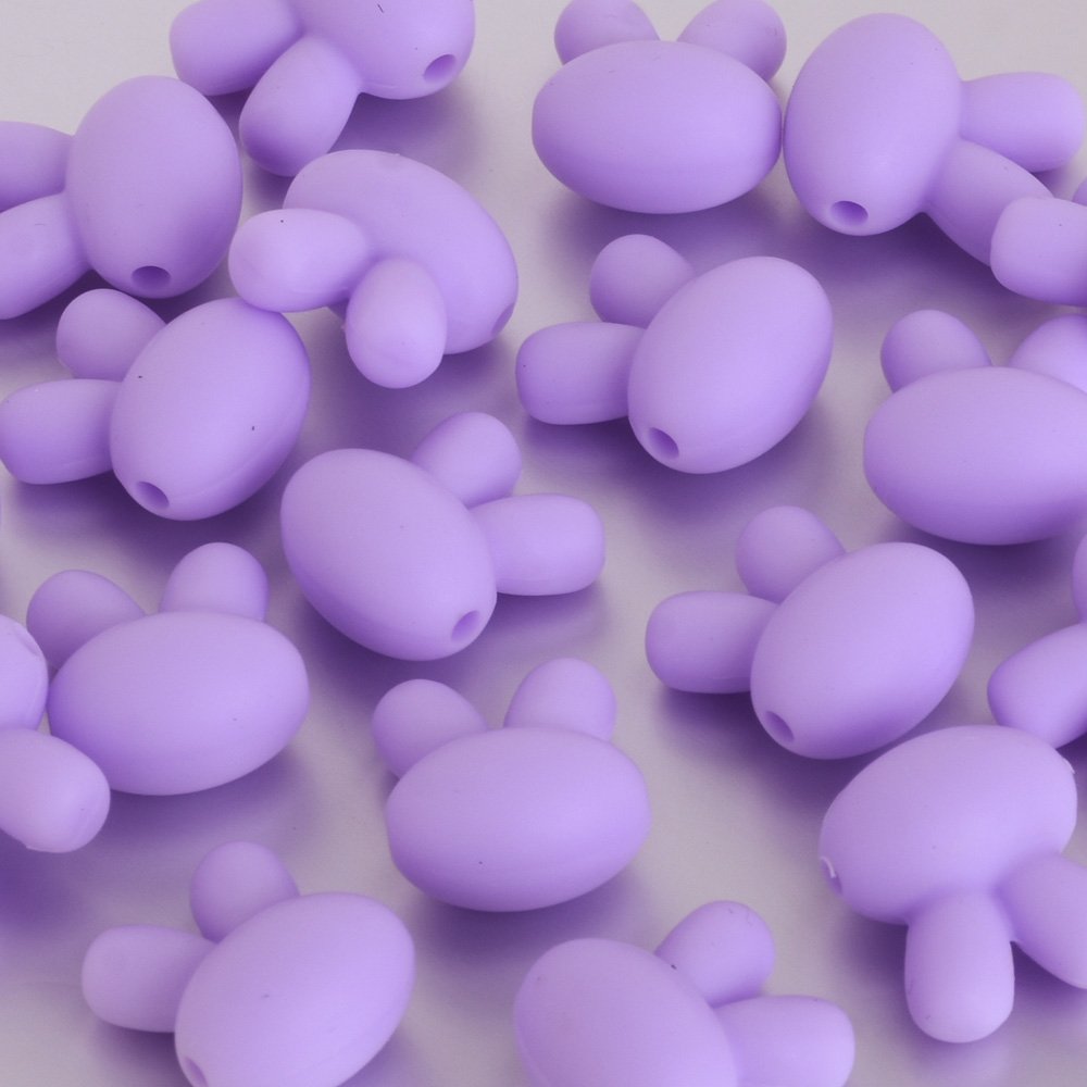 15x18.2x10.5mm Rabbit-Shaped Food Grade Silicone Beads - 10pcs Purple Silicone Necklace for DIY Jewelry Making & Baby Teething Toys