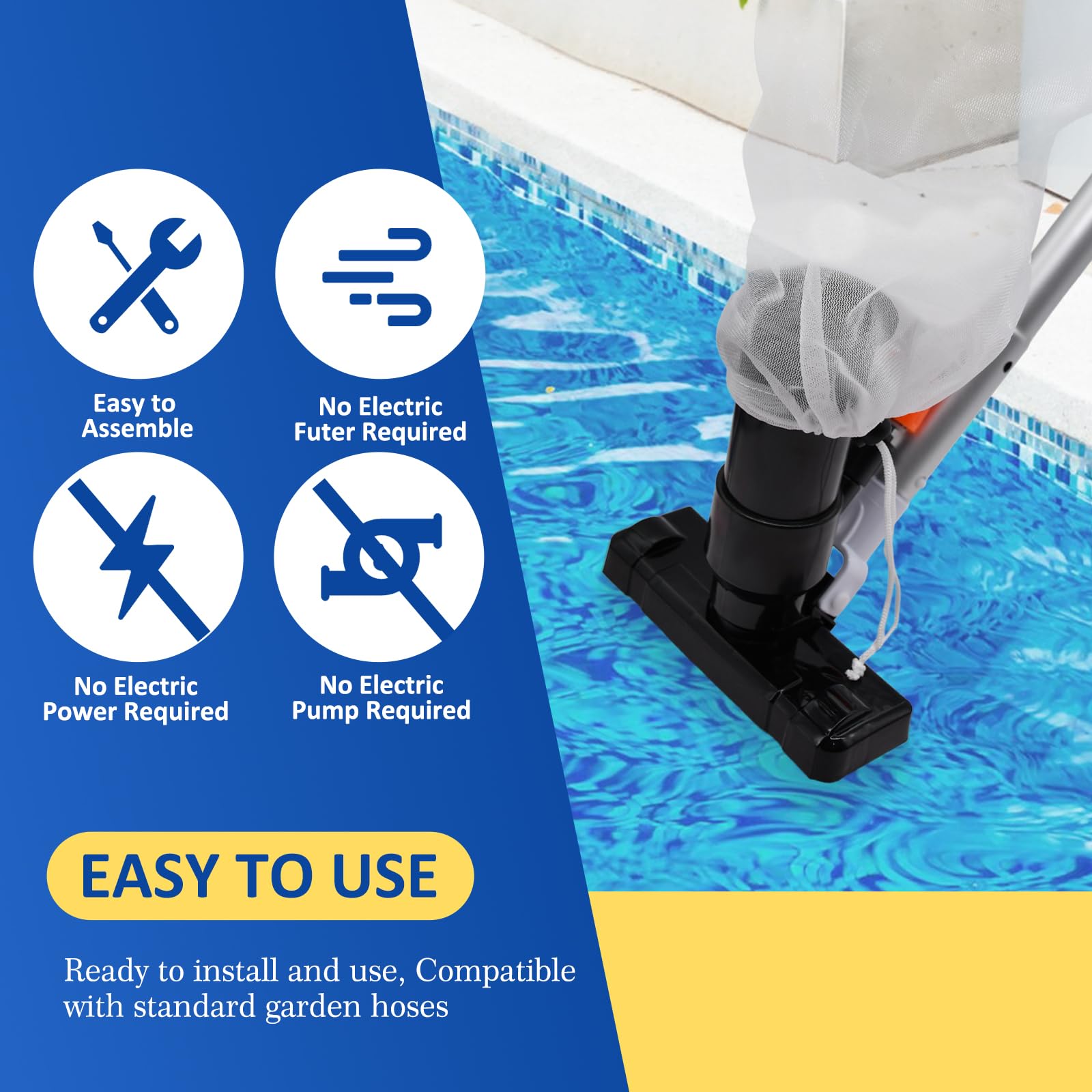 2024 Upgraded Handheld Pool Vacuum Cleaner for Above Ground Pools - 70