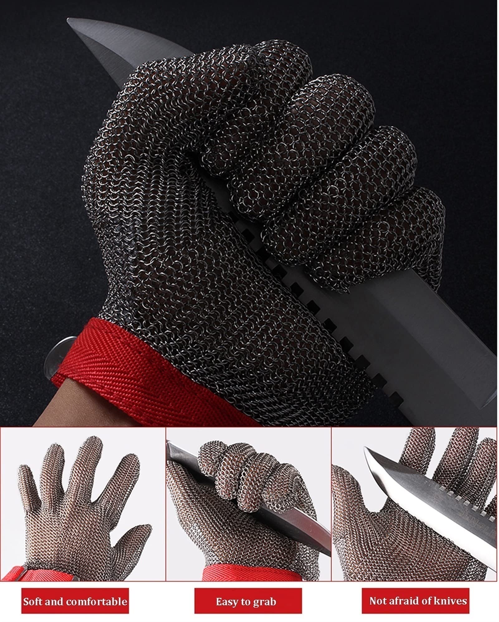Cut Resistant Gloves - 10pcs Stainless Steel Mesh Safety Work Gloves for Kitchen, Butchering & Heavy Duty Tasks (XS Size) - Slash Proof & Durable Household & Industrial Protection