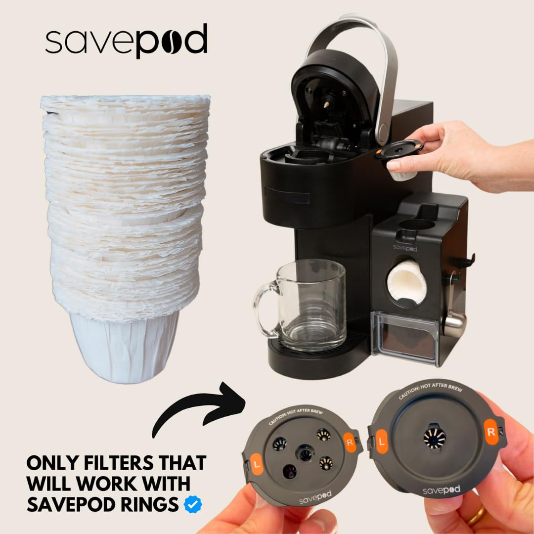 Reusable Coffee Pods for Keurig K Cup Brewers - Stainless Steel Scoop & 100 Filters Included - Eco-Friendly Single Serve Coffee Maker Alternative (Slate Black) | Perfect for Home, Office & Travel Use