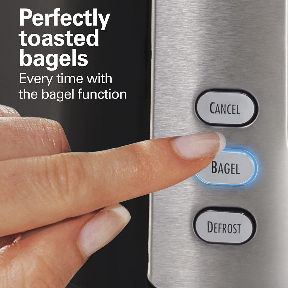 Hamilton Beach Extra Wide 4-Slot Toaster with Defrost & Bagel Functions (Model 24633C) - Perfect for Breakfast, Bagels & Frozen Foods