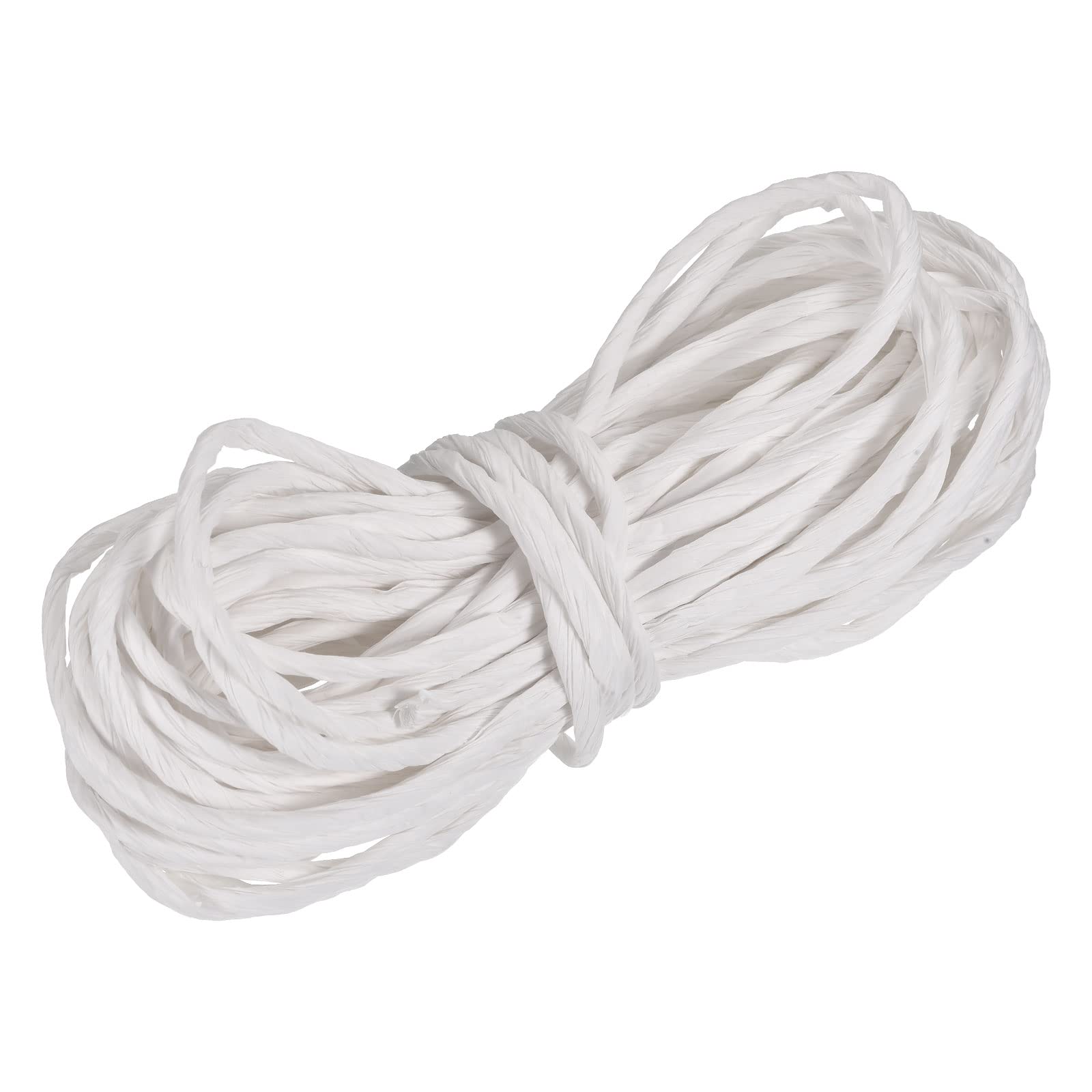 Handmade White Raffia Paper Craft Rope - 16.4 Yards Twisted DIY String for Gift Wrapping, Home Decor & Party Decoration | Eco-Friendly Packing Cord for Wedding, Christmas & Craft Projects