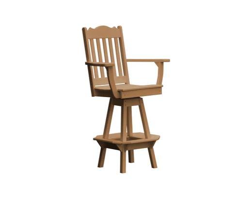 A & L Furniture Royal Swivel Bar Chair with Arms - Modern Counter Height Stool for Kitchen Island, Home Bar & Dining Room - Comfortable Upholstered Seat with 360° Rotation