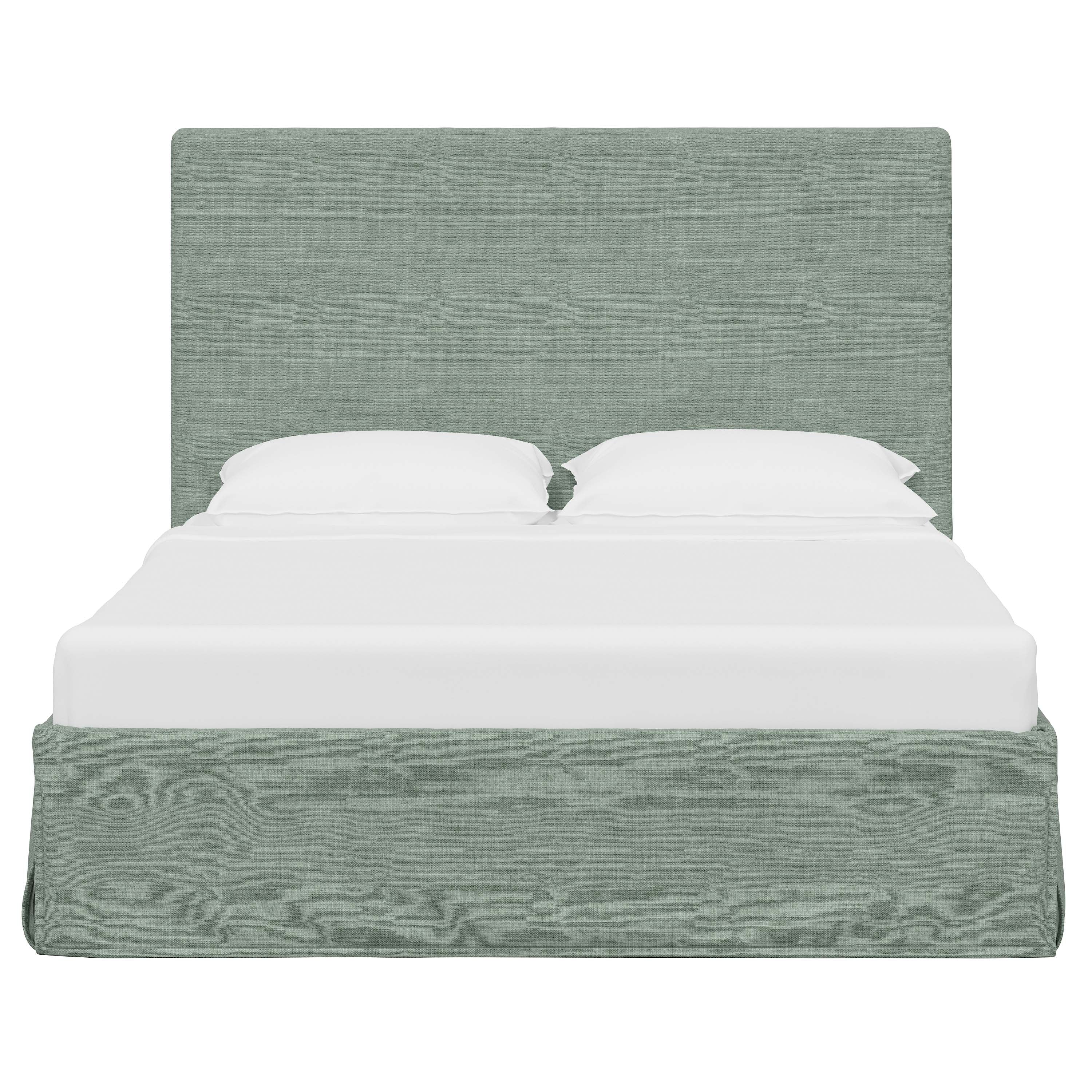 Violet Slipcovered Bed - Soft Washable Fabric Upholstered Queen Size Bed Frame with Headboard - Perfect for Modern Bedrooms, Guest Rooms & Cozy Home Decor