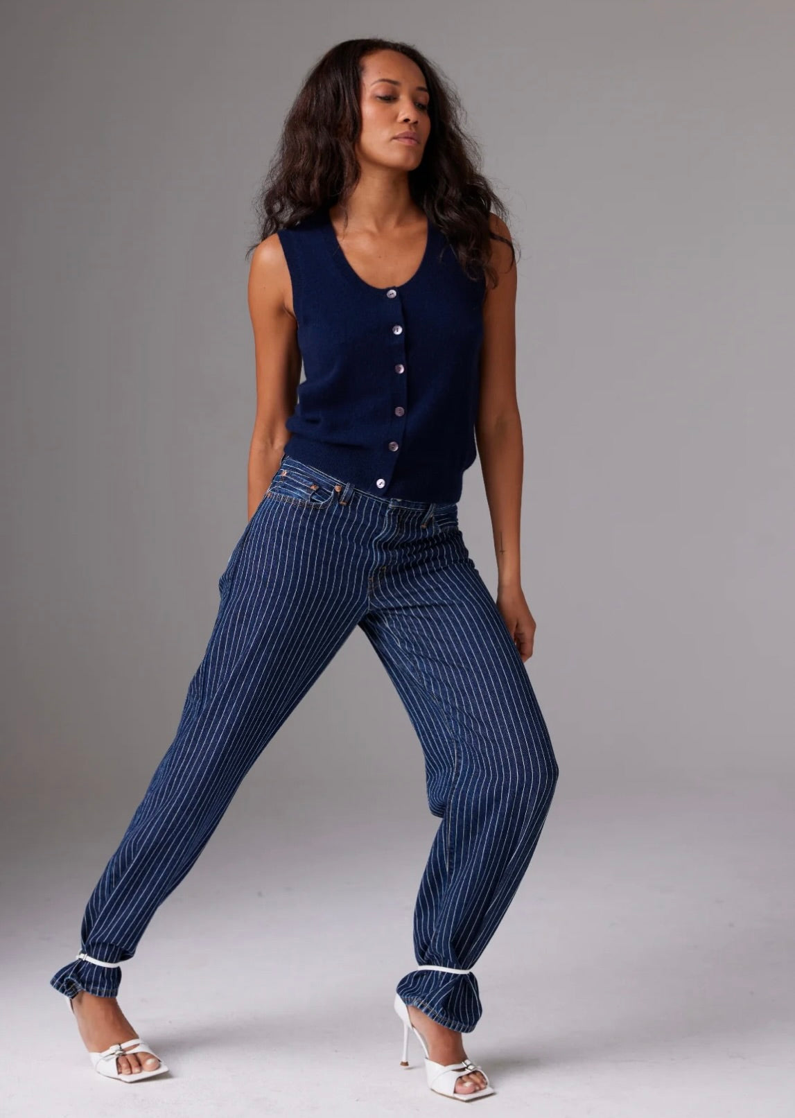 Aly Button Tank Cardigan for Women - Navy Blue Lightweight Knit Open Front Cover Up - Perfect for Layering, Office Wear & Casual Outfits