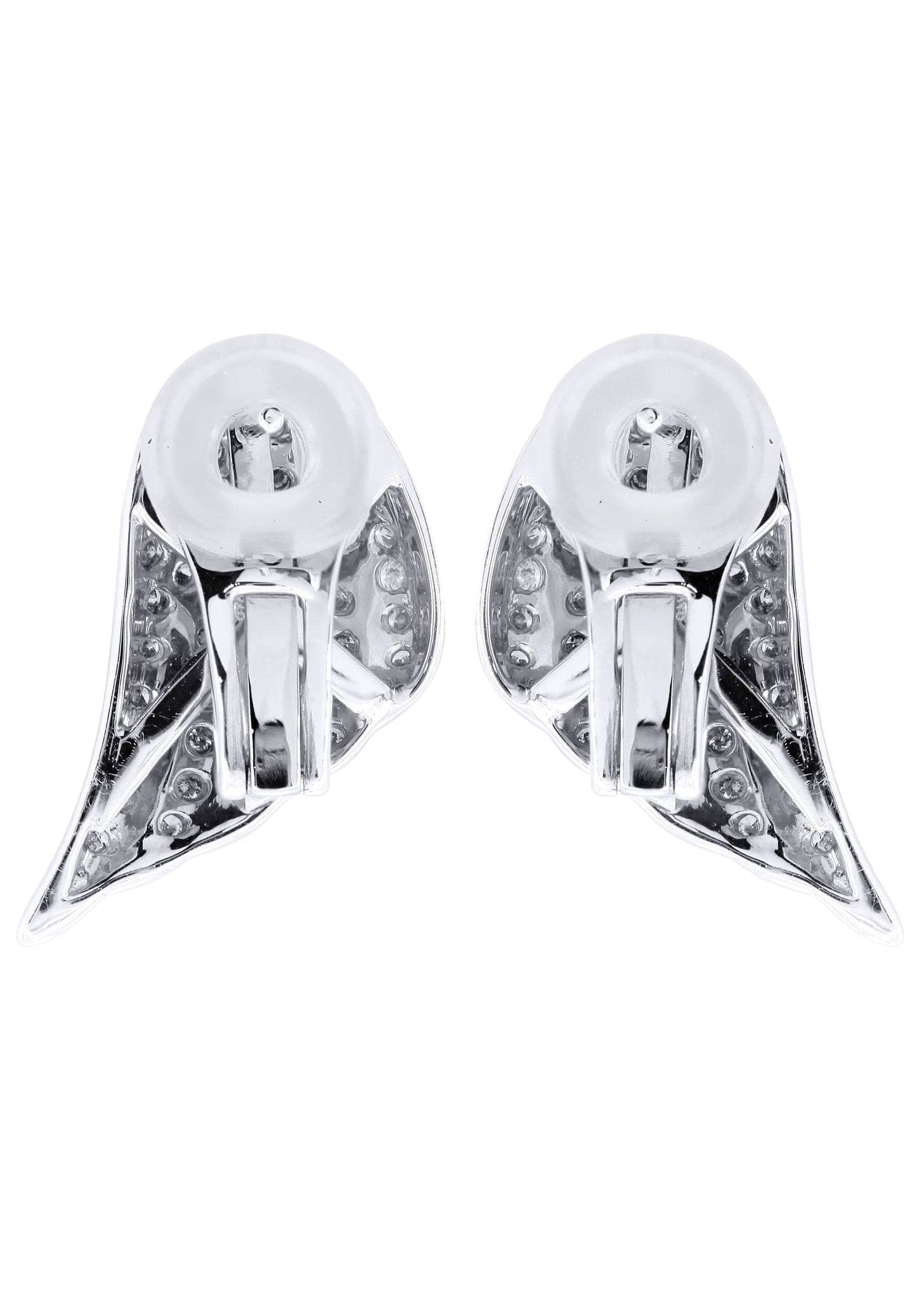14K White Gold Angel Diamond Earrings for Men | 1.56 Carat Stud Earrings | Perfect Gift for Anniversary, Birthday & Special Occasions