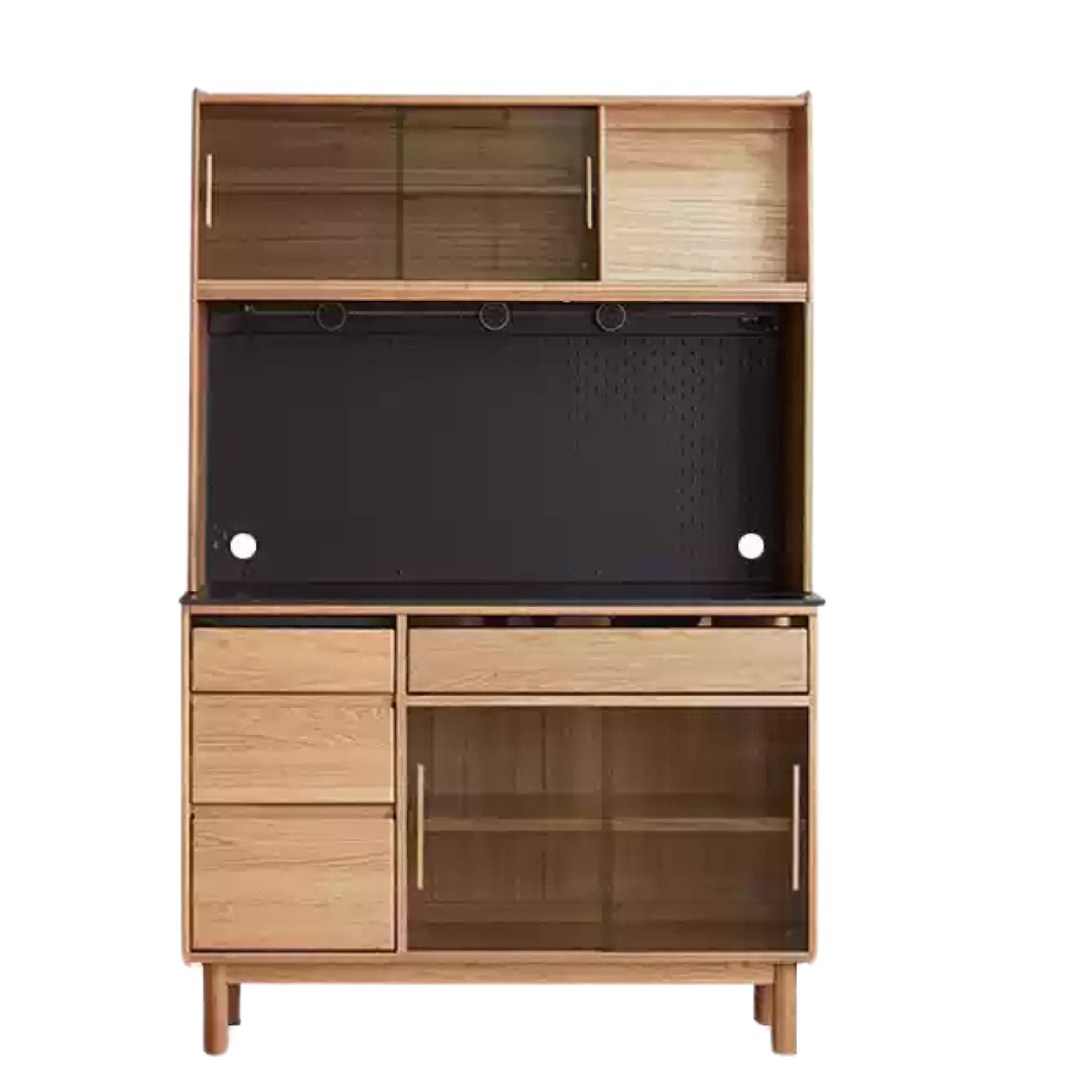 Solid Oak Wood Modern Rock Board Sideboard - Stylish and Durable Storage Cabinet for Living Room, Dining Room, or Entryway