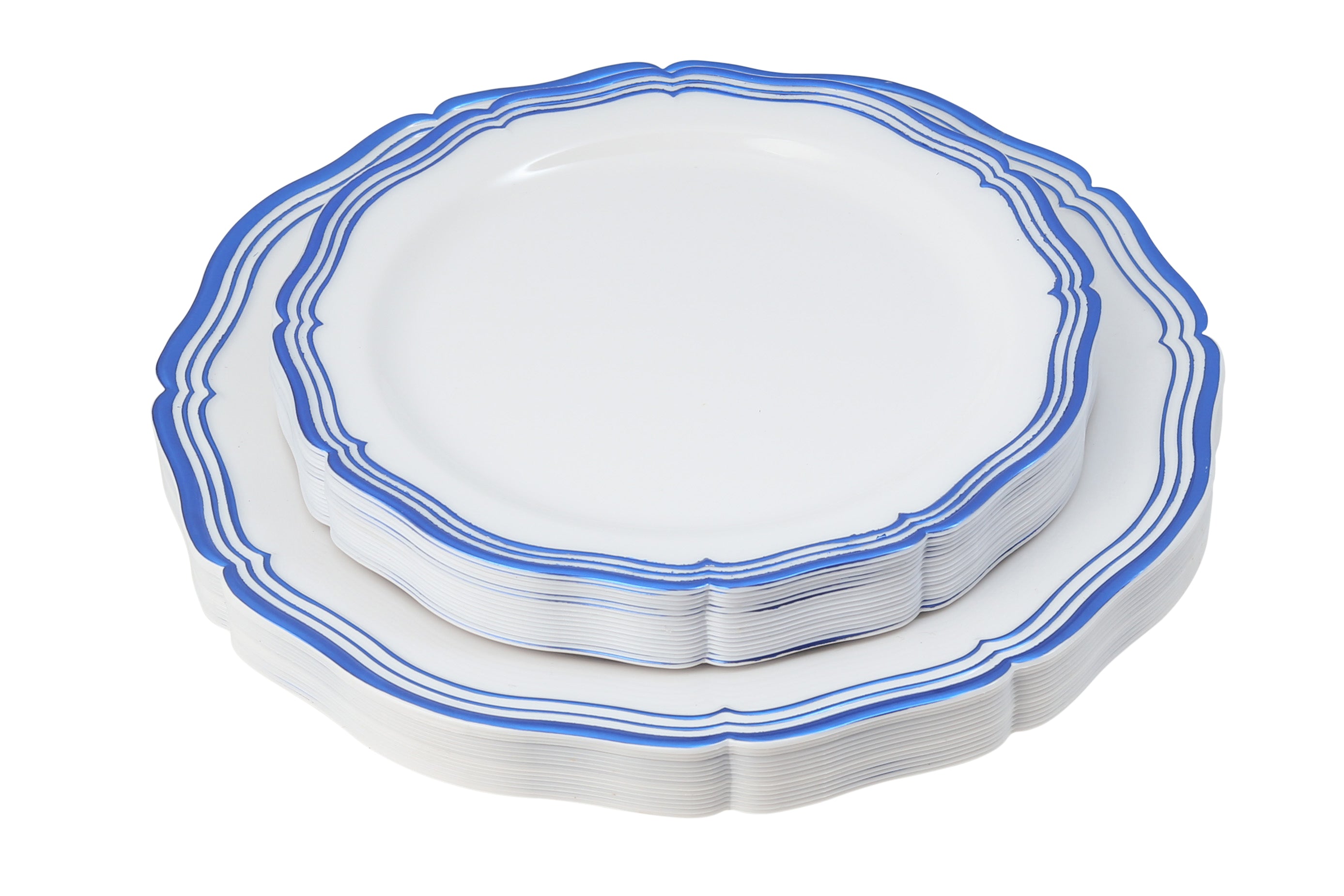 32-Piece Blue Round Plastic Dinnerware Set - 16 Servings, Durable & Elegant for Parties, Picnics, BBQs, and Outdoor Dining - Aristocrat Brand