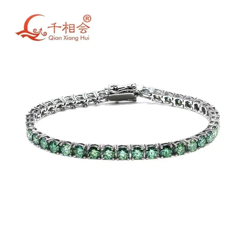 10K Real Gold 3mm 4mm 5mm Green Moissanite Tennis Bracelet - Luxury Jewelry Gift for Women & Men - Perfect for Parties, Dating & Special Occasions