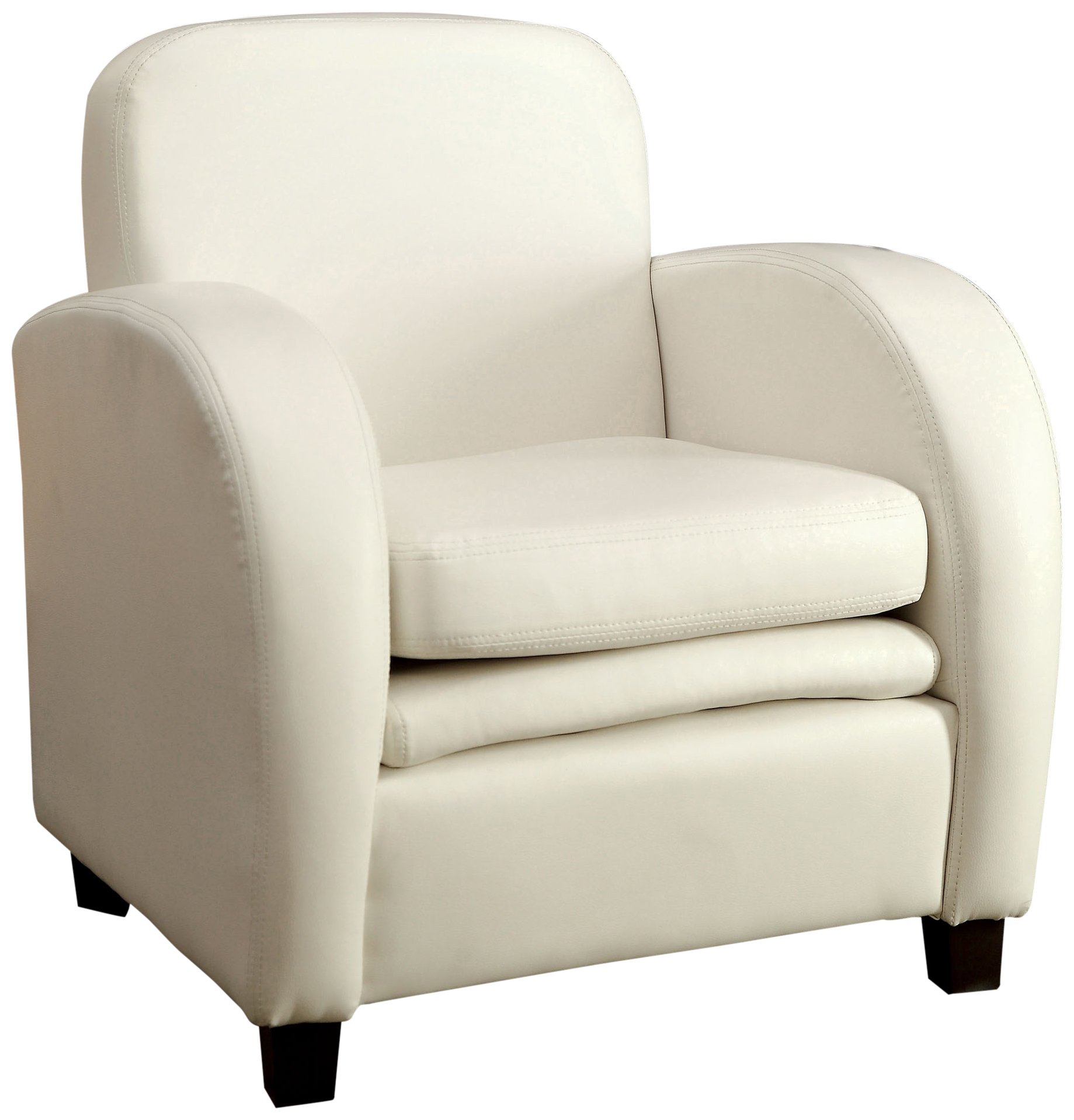 Pascal Double Padded Leatherette Armchair in White - Modern Faux Leather Accent Chair for Living Room, Bedroom or Office - Comfortable Lounge Seating Furniture by Furniture of America