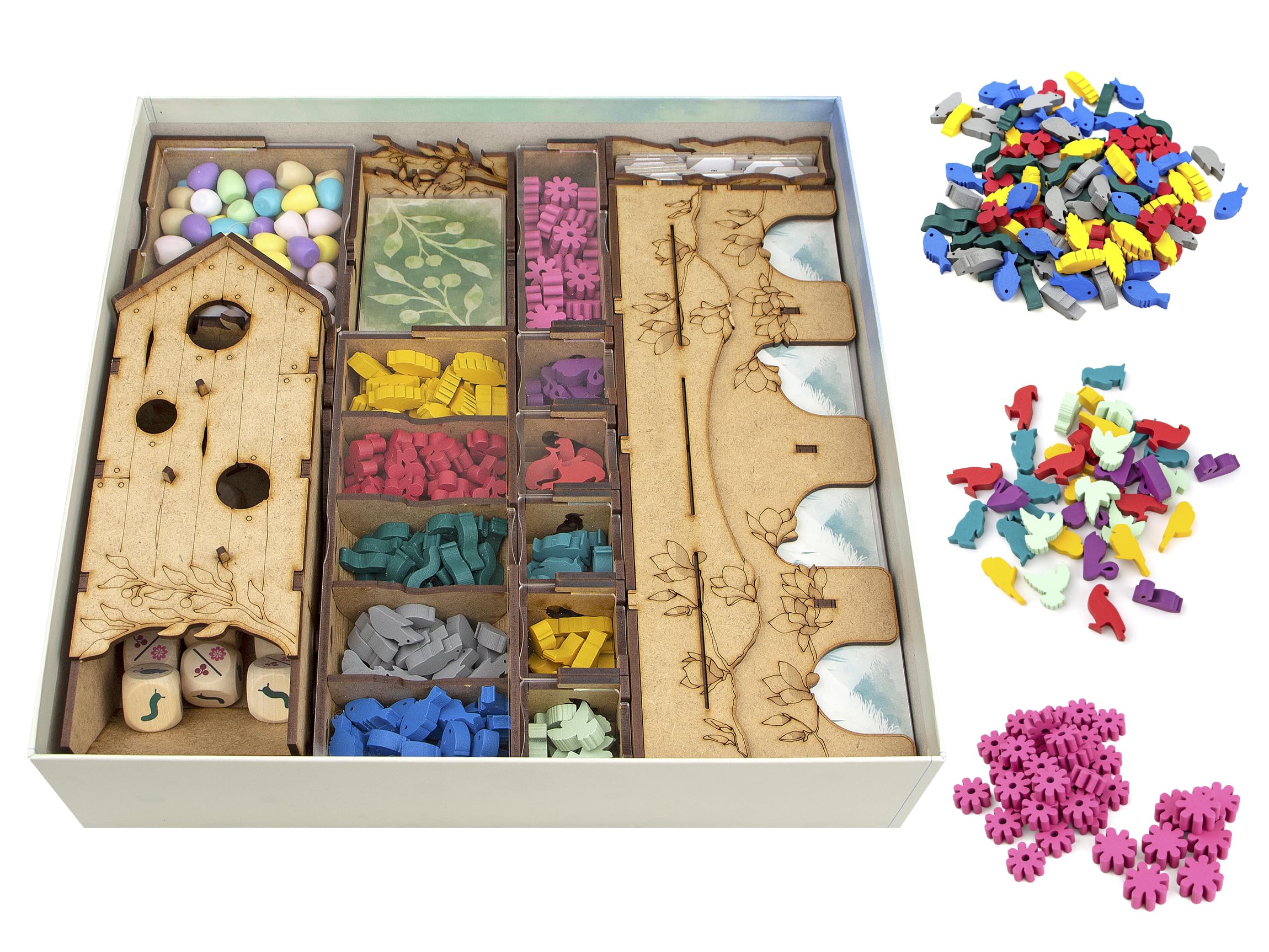 TowerRex Wingspan Board Game Organizer - Premium Storage for Wingspan Tokens, Food Tokens, Nectar Tokens & Player Tokens | Perfect for Game Night Organization & Component Protection