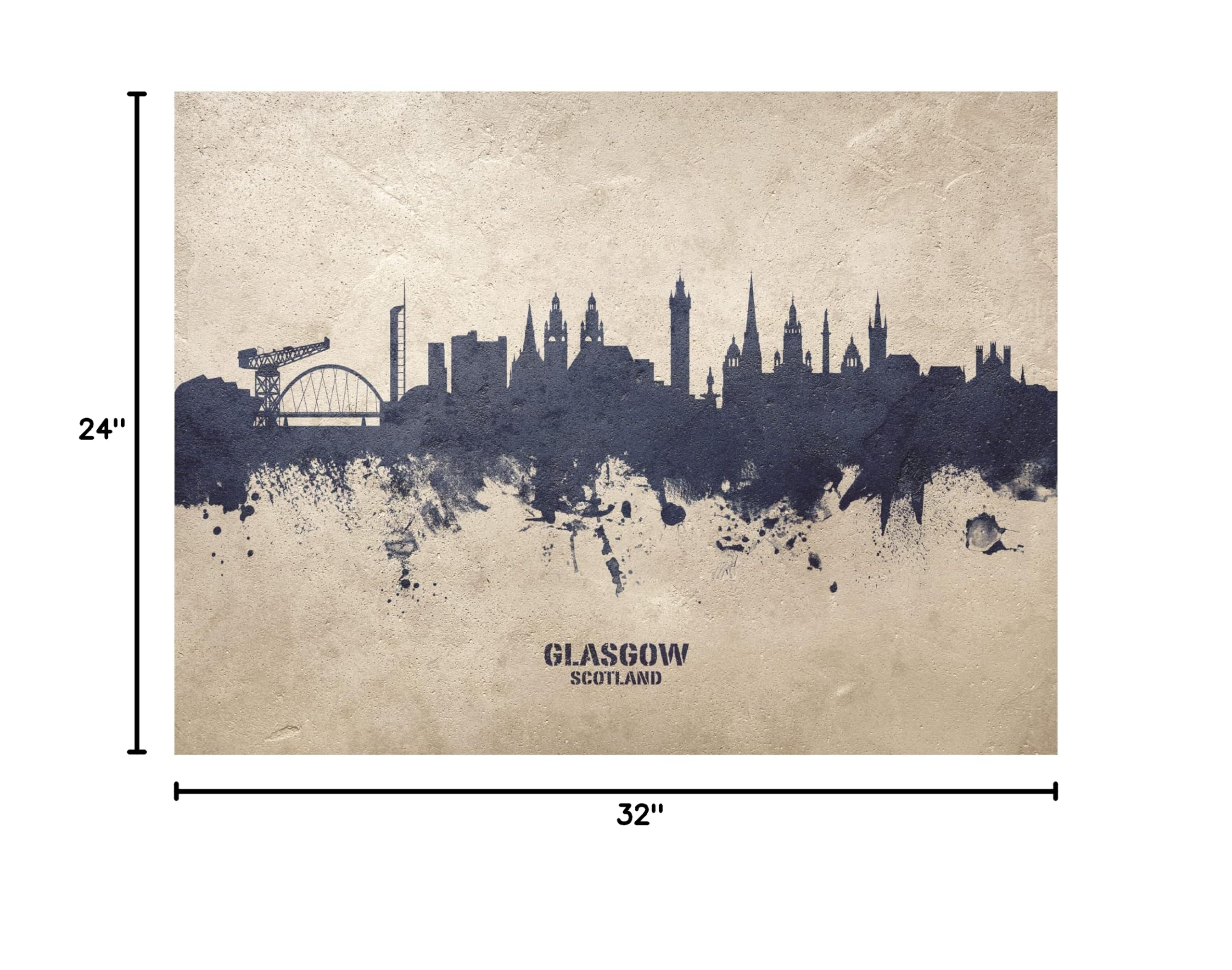 Michael Tompsett Glasgow Scotland Skyline Concrete Canvas Art Print - Modern Cityscape Wall Decor for Living Room, Office & Bedroom