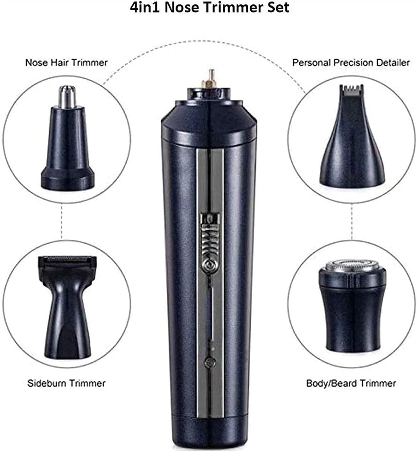4-in-1 Electric Nose & Ear Hair Trimmer for Men - Waterproof Detachable Cutter Head with Easy Cleaning - Perfect for Travel, Grooming & Personal Care