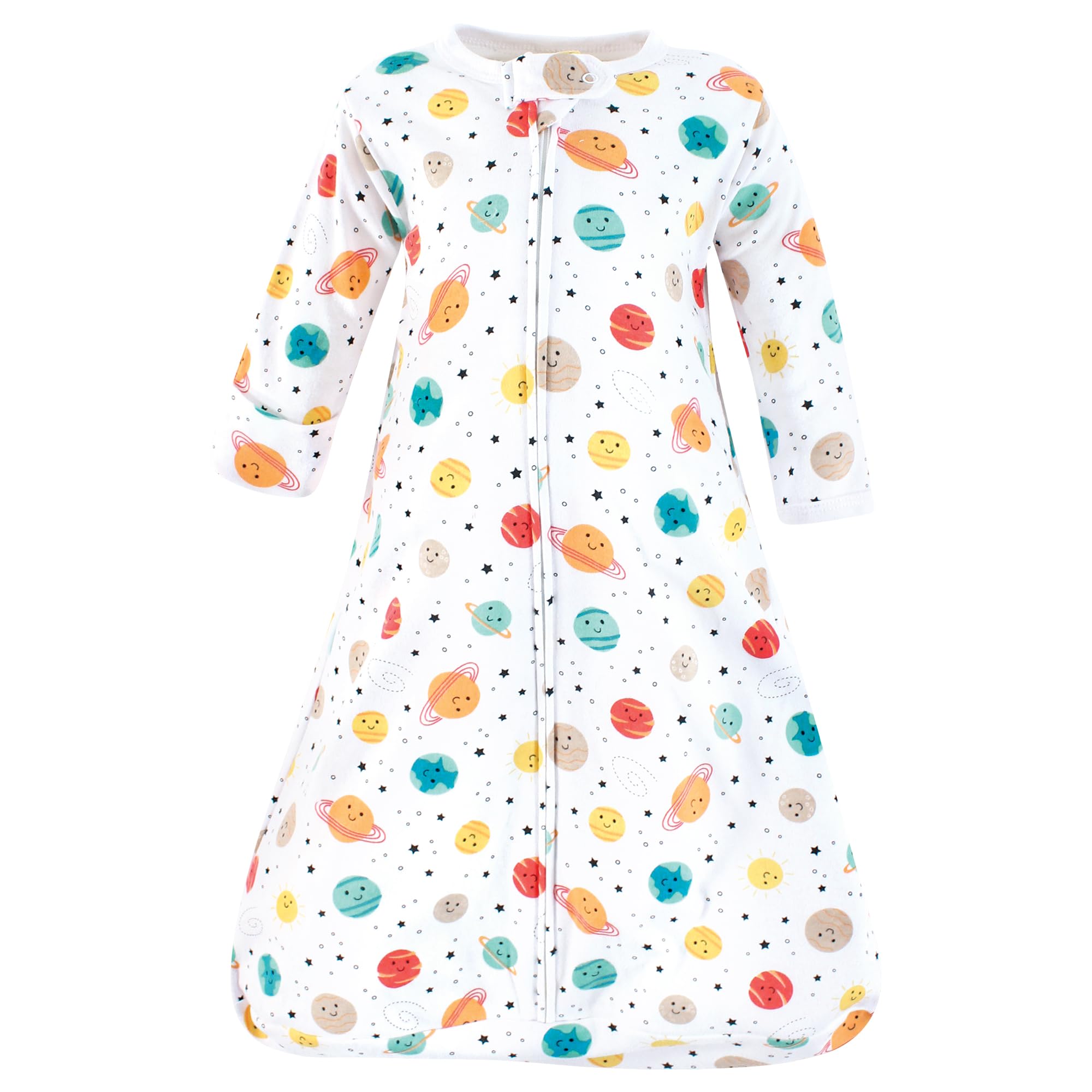 Hudson Baby Unisex Cotton Long-Sleeve Wearable Sleeping Bag Sack Blanket - Happy Planets Print - 18-24 Months - Cozy Sleepwear for Infants & Toddlers - Perfect for Nursery, Daycare & Travel