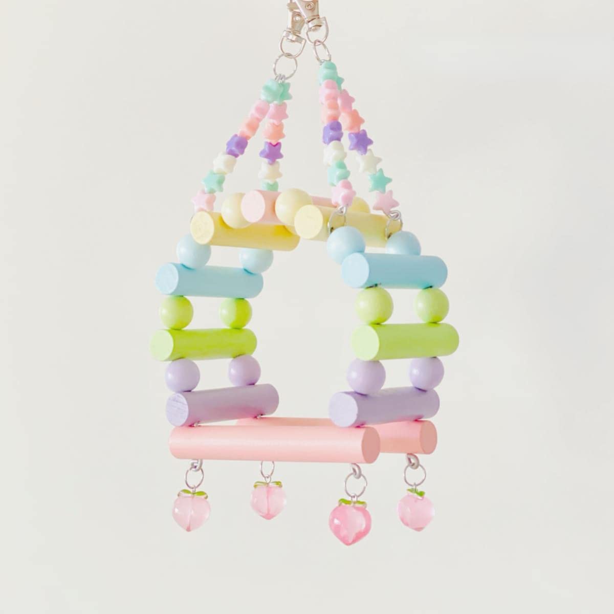 Natural Wooden Bird Swing Toy - Parrot Cage Hammock with Stainless Steel Chain - Chewing & Climbing Perch Stand for Parakeets, Cockatiels, Lovebirds - Perfect for Bird Cage Accessories & Playtime Enrichment