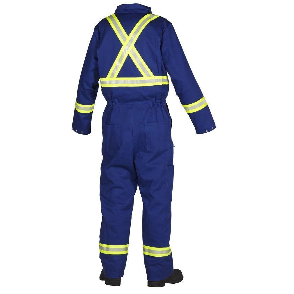 FORCEFIELD FR Treated 100% Cotton Coverall with Reflective Tape 024 FRC - Flame Resistant Workwear for Electricians, Welders & Industrial Safety Use