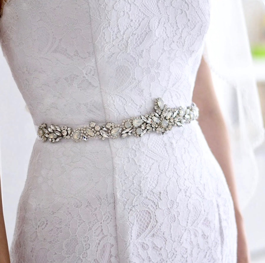 Swarovski Opal Bridal Belt - Elegant Wedding Sash for Brides, Bridesmaids & Prom - Perfect for Weddings, Formal Events & Special Occasions