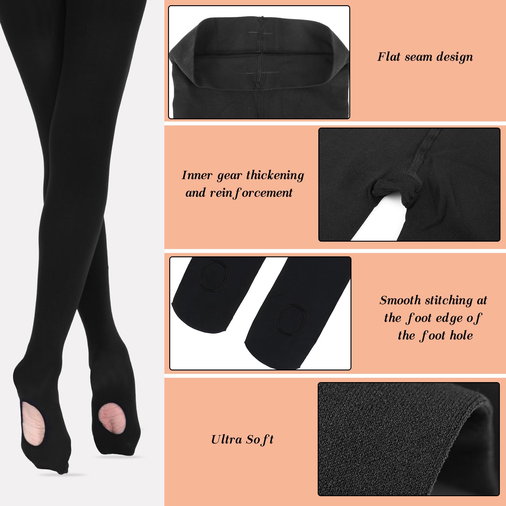HiDance Women's Ballet Dance Tights - Ultra Soft Convertible Footed Tights for Ballet, Jazz & Contemporary Dance - Perfect for Dance Class, Performance & Practice