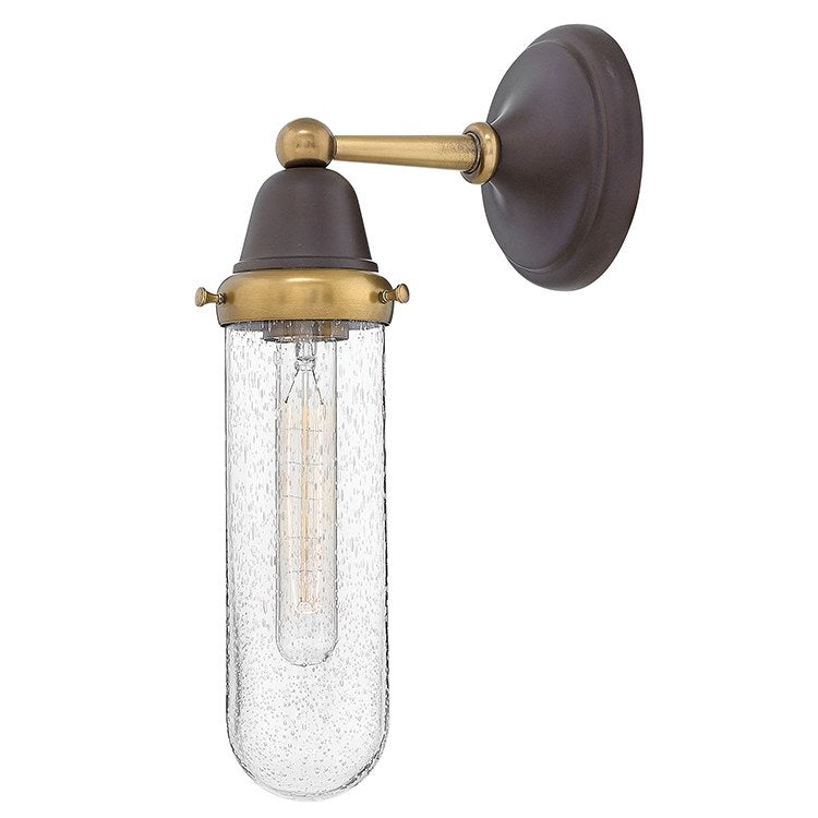 Academy Single Light Wall Sconce - Modern Brass Finish Indoor/Outdoor Wall Light Fixture for Living Room, Bedroom, Porch & Hallway Lighting