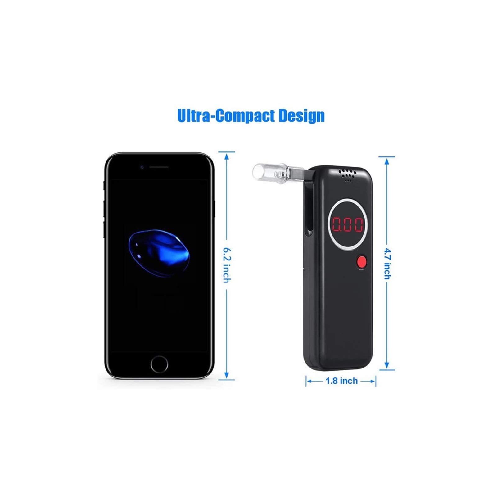 Professional Portable Breathalyzer - Digital LCD Alcohol Breath Tester for Personal & Workplace Use | Accurate BAC Detection for Drivers, Safety Checks & Party Safety