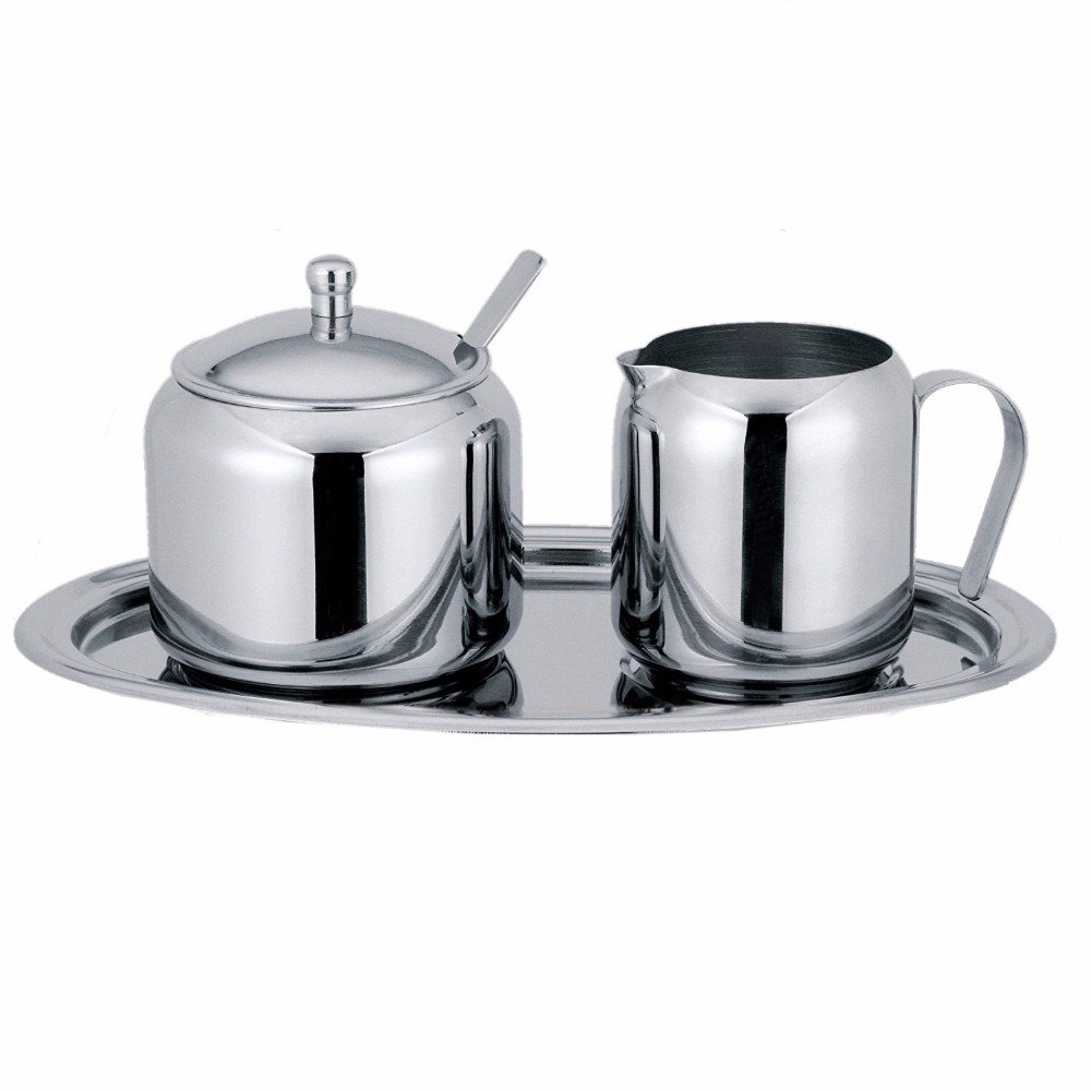 Elegant Cream and Sugar Set with Covered Sugar Bowl, Spoon, Creamer & Oval Tray - Perfect for Coffee & Tea Service, Afternoon Tea Parties, and Elegant Dining Table Decor