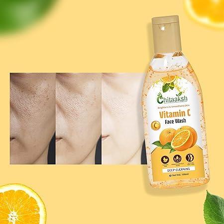 Vitamin C Face Wash for Radiant Skin - 100ml Chemical-Free Cleanser with Orange Exfoliating Beads | Daily Brightening Facial Cleanser for Glowing Complexion | Perfect for Morning & Night Skincare Routine
