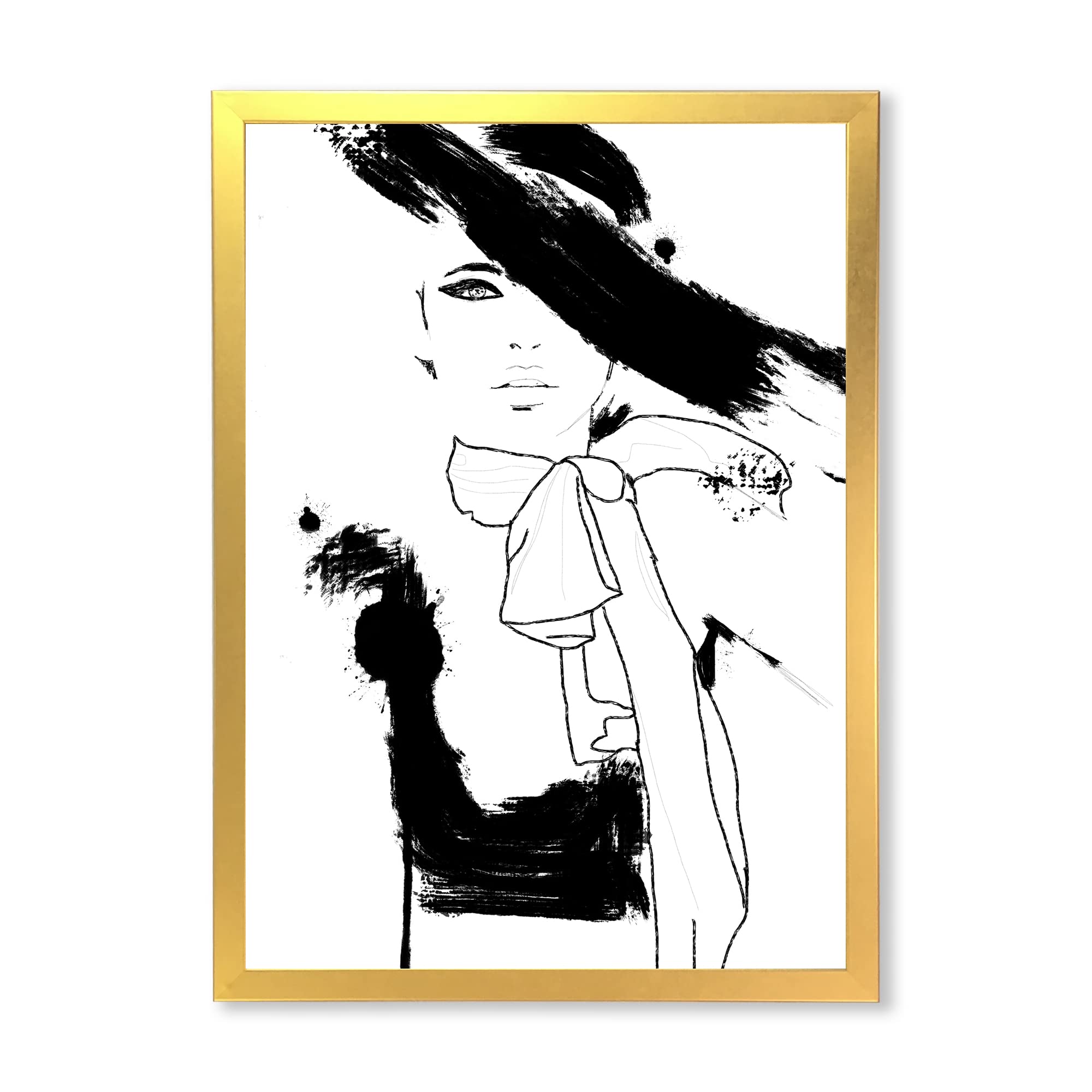 DesignQ Beautiful Model Haute Couture Fashion Woman II Modern Framed Wall Art - Elegant Home Decor for Living Room, Bedroom & Office