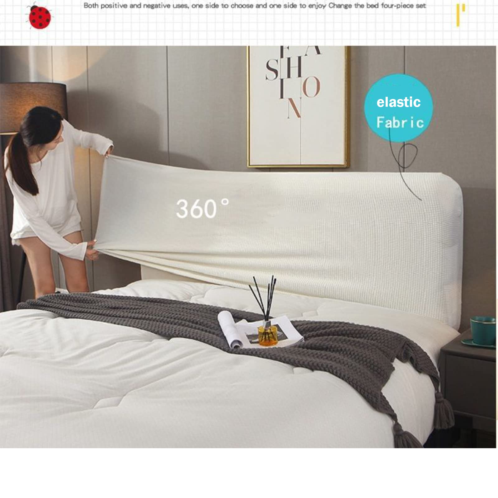 **Jacquard Stretch Bed Headboard Cover - Cal King, Twin, Full, Queen Size - Dustproof Headboard Slipcover for Bedroom Décor (Navy Blue, Queen: 150cm/59in) - Perfect for Home, Hotel, and Dorm Room Upgrades**