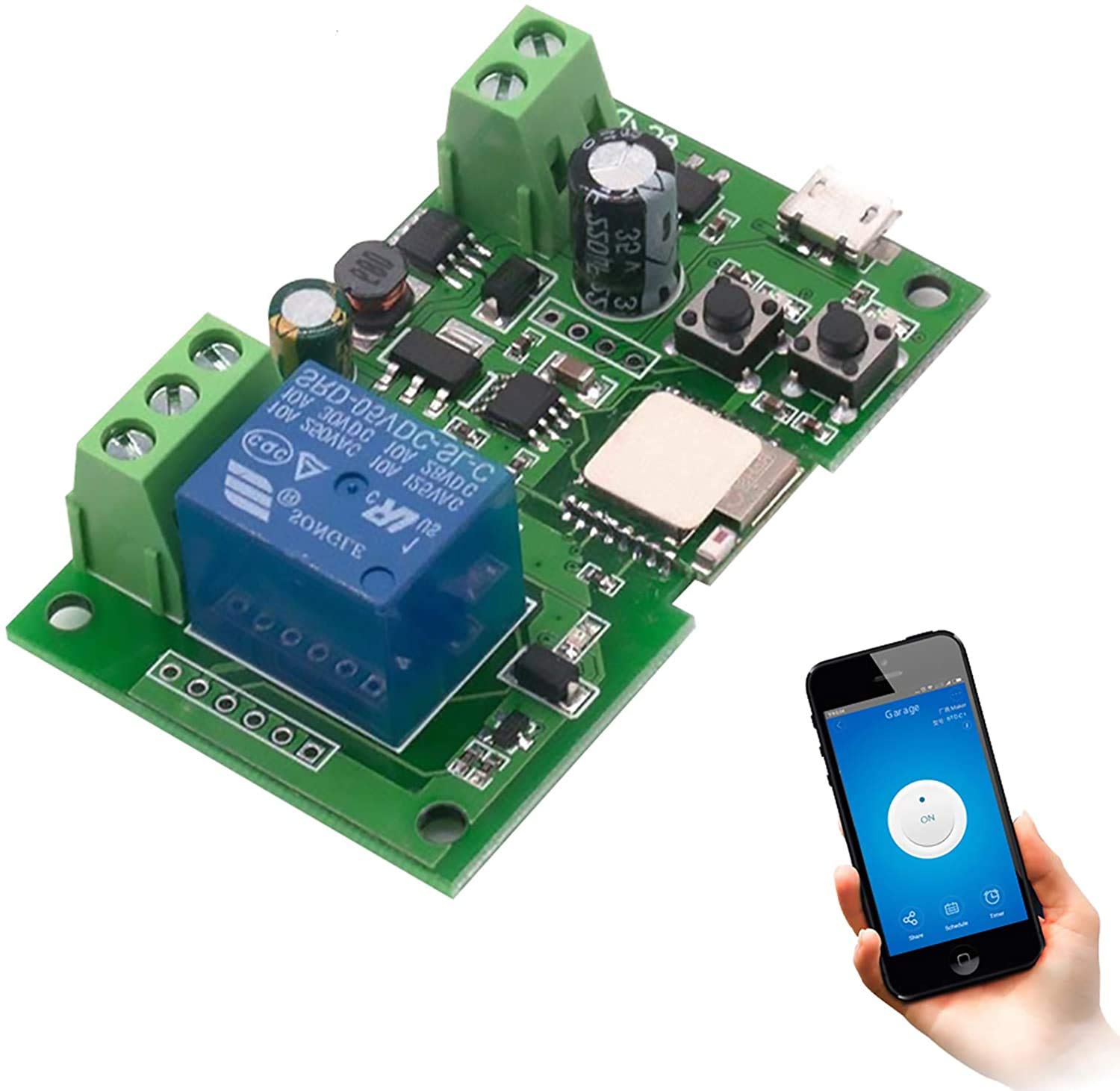 Wireless Jog Relay Momentary/Self-Locking Switch Module - DIY Smart Home Remote Control, WiFi Relay Switch Compatible with Ewelink App, Alexa Echo, Google Home & IFTTT (DC1) - Perfect for Home Automation, IoT Projects & Remote Device Control
