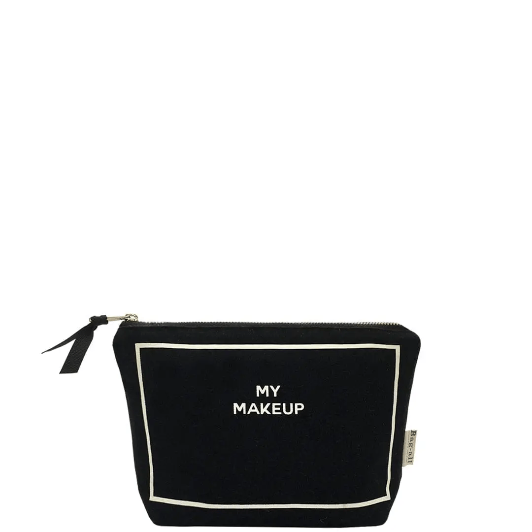 Waterproof Black Makeup Pouch with Coated Lining - Travel Cosmetic Bag for Women | Perfect for Gym, Travel & Daily Essentials Organization
