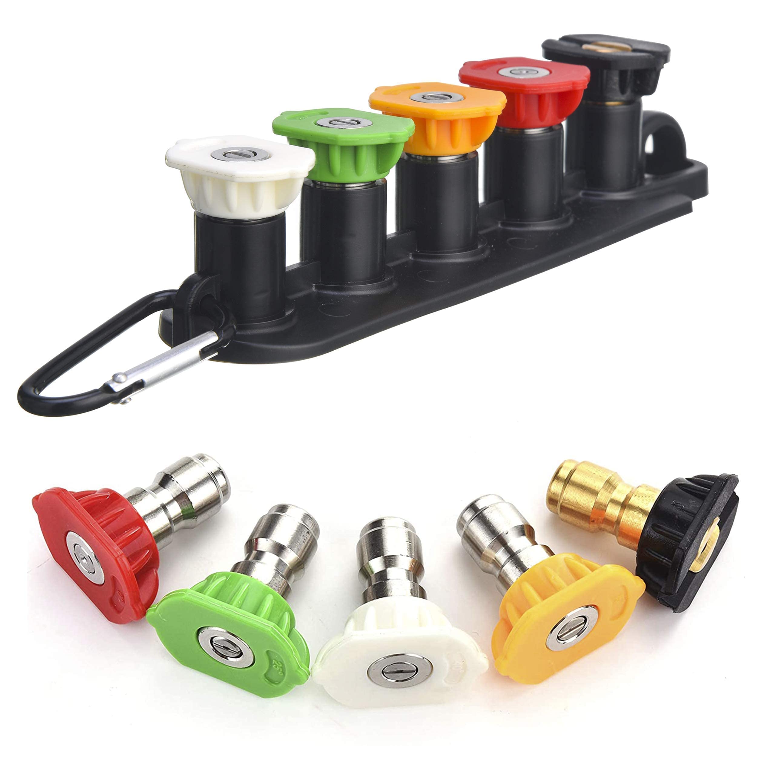 High Pressure Washer Nozzle Tips Set with Holder - 5 Spray Patterns for Car Washing, Deck Cleaning & Home Maintenance