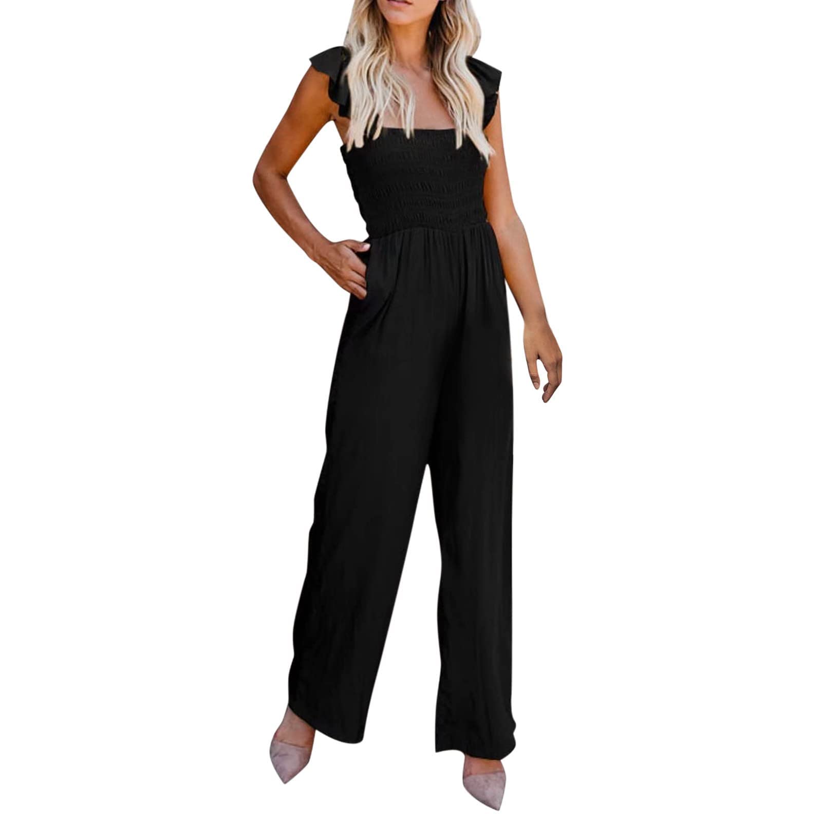 Women's Sleeveless Jumpsuit - Casual One Piece Romper with Pockets | Summer Fashion Outfit for Beach, Travel & Daily Wear (2022 Trendy Style)