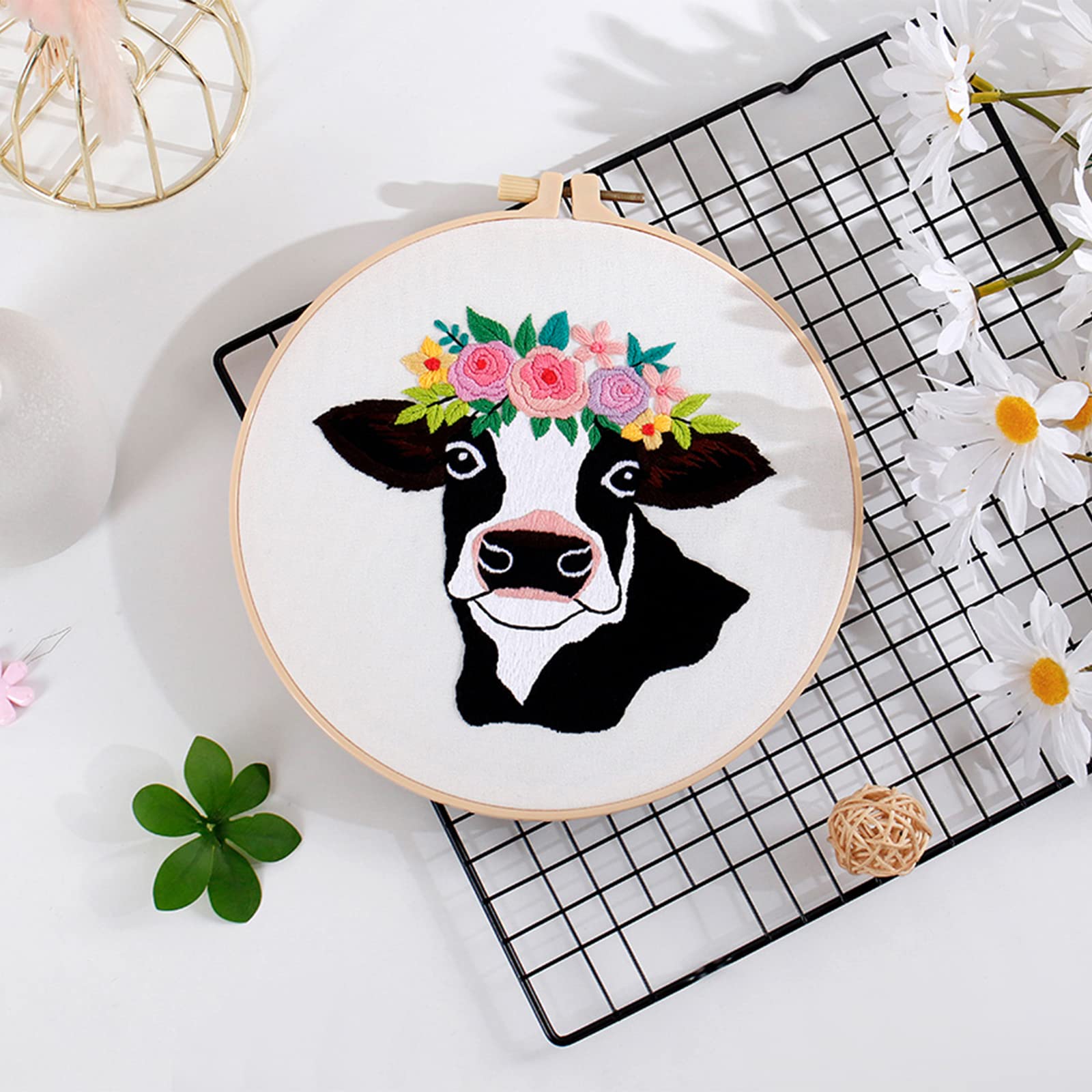 Louise Maelys Beginner Embroidery Kit for Adults - Complete Cross Stitch Starter Set with Fabric, Hoop, Needles, Threads & Instructions | DIY Craft Gift for Home Decor, Wall Art & Relaxation