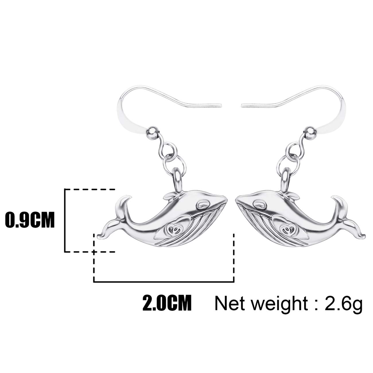 Silver Whale Earrings for Women - Ocean Themed Dainty Jewelry Gift for Beach Parties